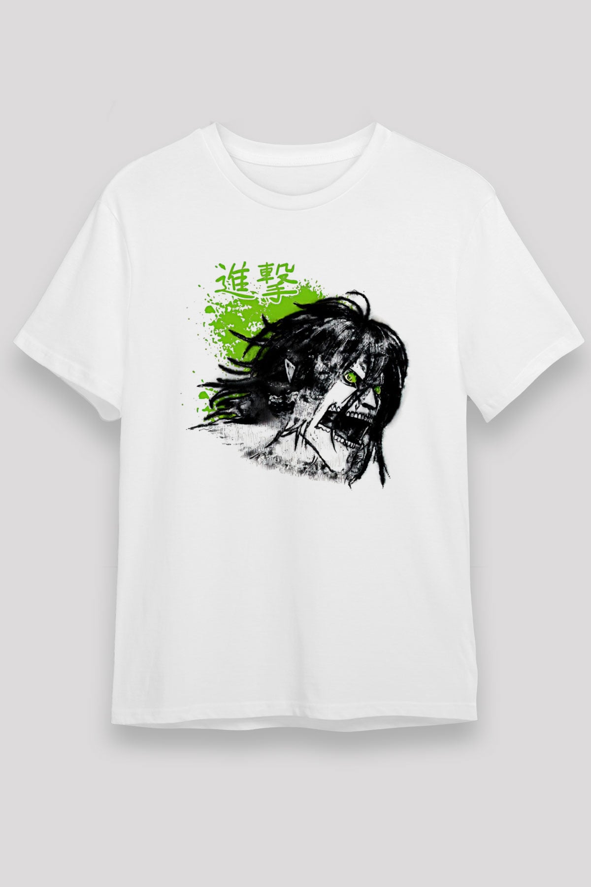 Attack On Titan Unisex Baskılı Beyaz Tişört - Tshirt