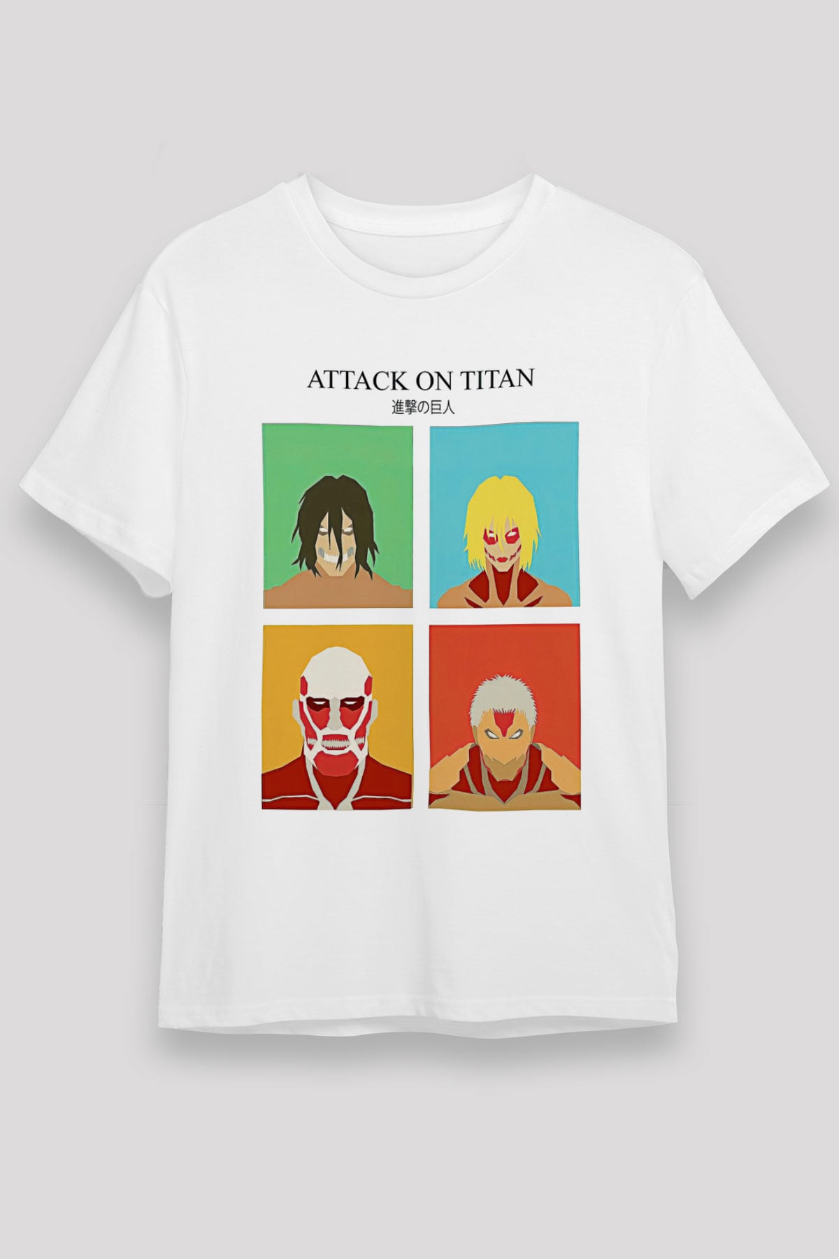 Attack On Titan Unisex Baskılı Beyaz Tişört - Tshirt