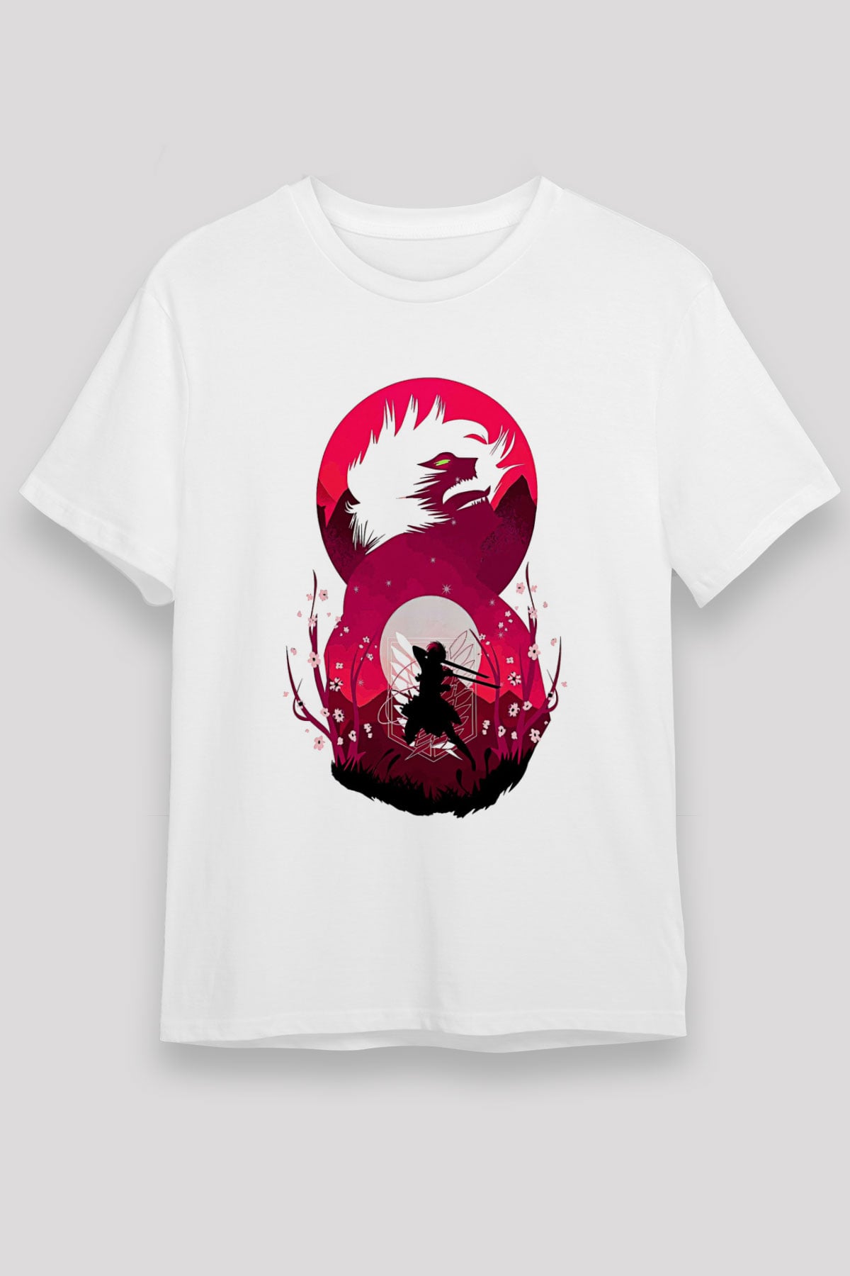 Attack On Titan Unisex Baskılı Beyaz Tişört - Tshirt