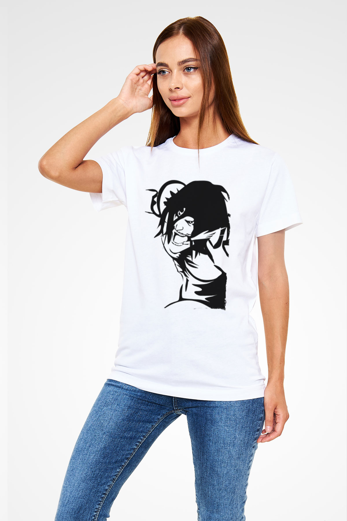 Attack On Titan Unisex Baskılı Beyaz Tişört - Tshirt