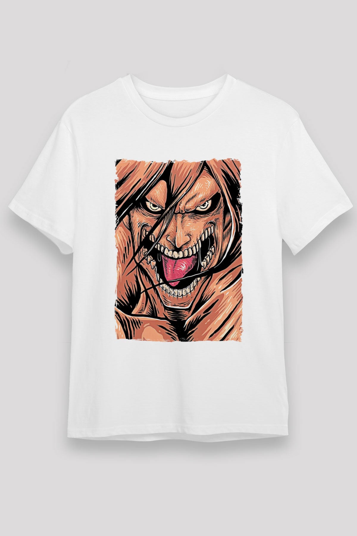 Attack On Titan Unisex Baskılı Beyaz Tişört - Tshirt