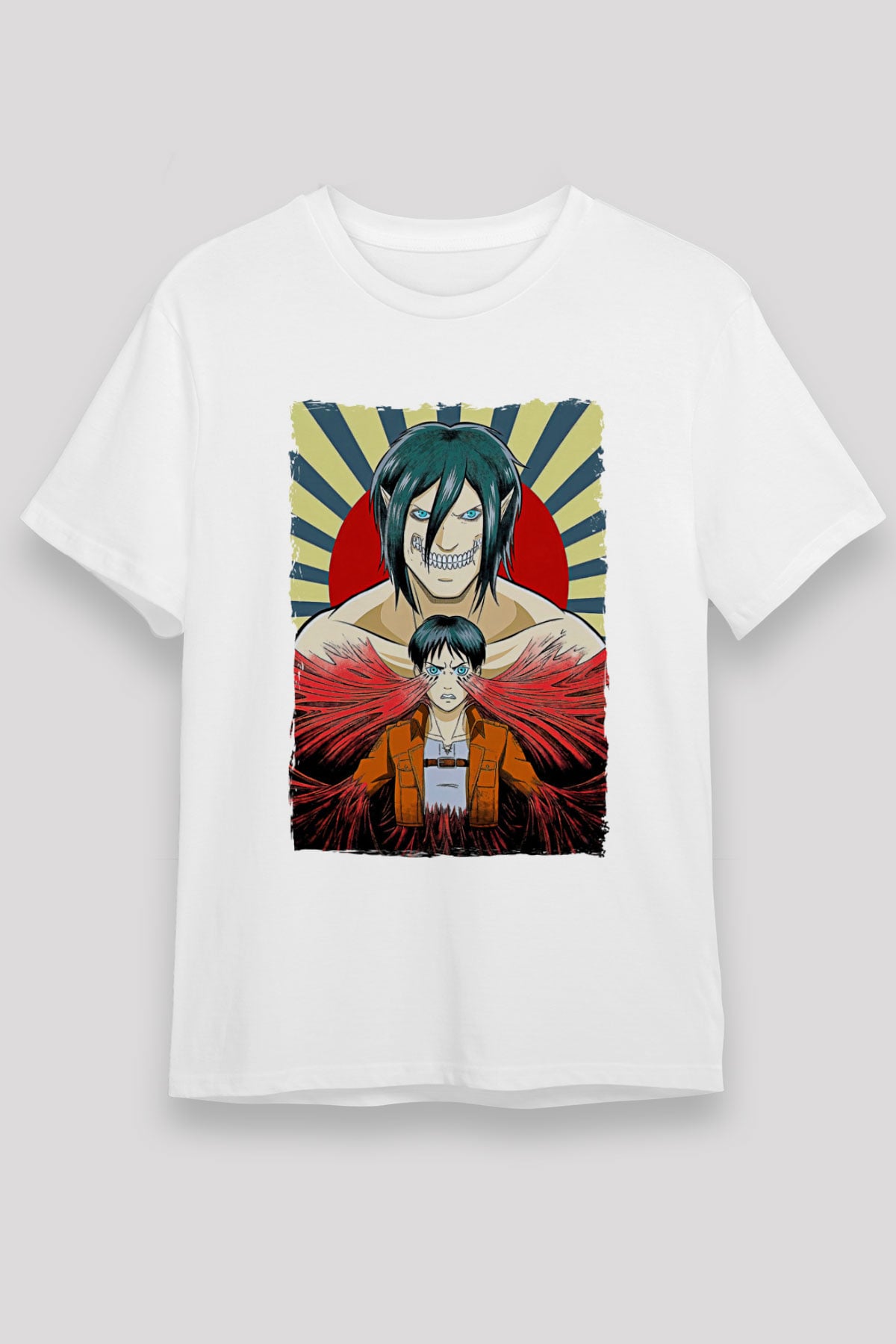 Attack On Titan Unisex Baskılı Beyaz Tişört - Tshirt