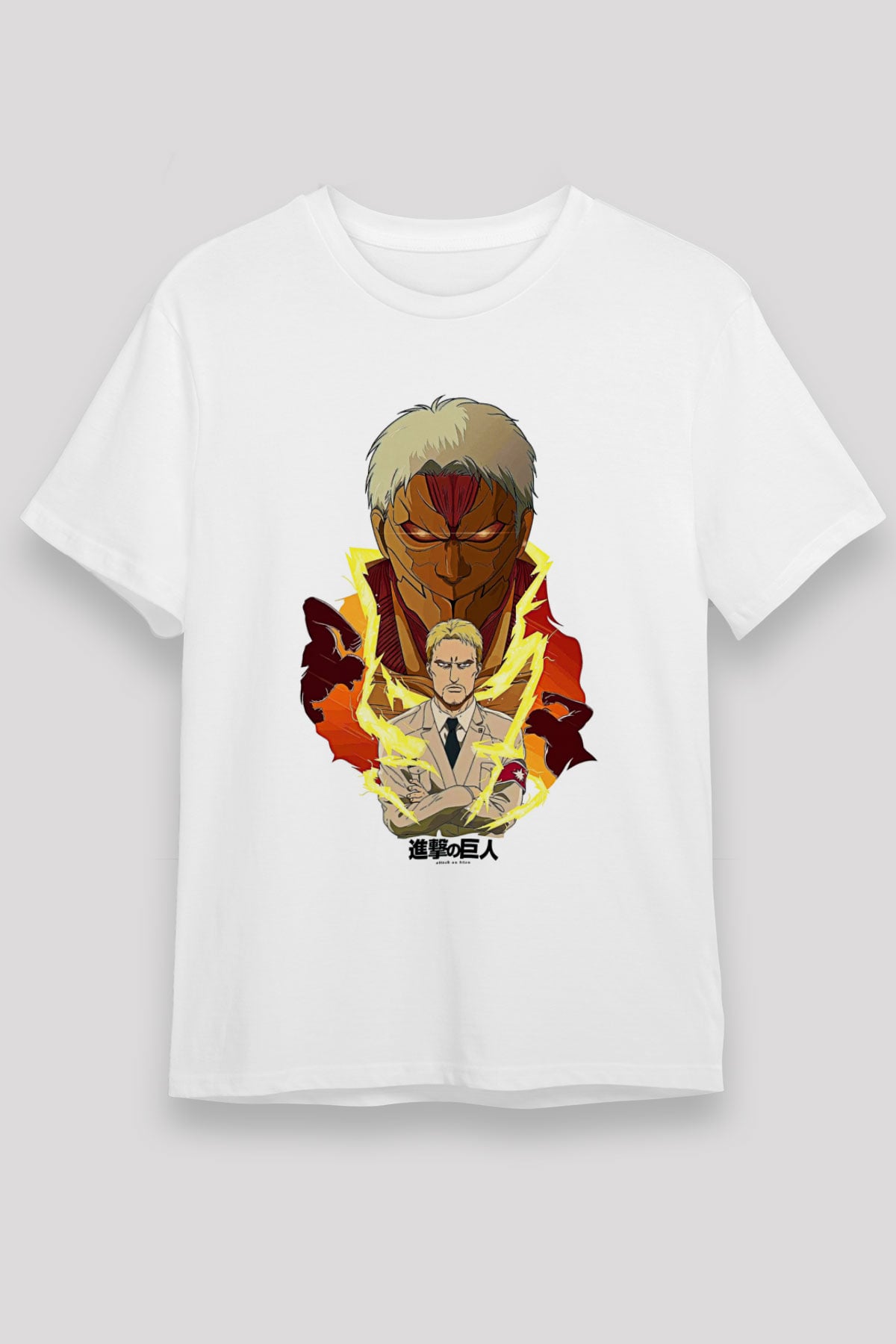 Attack On Titan Unisex Baskılı Beyaz Tişört - Tshirt