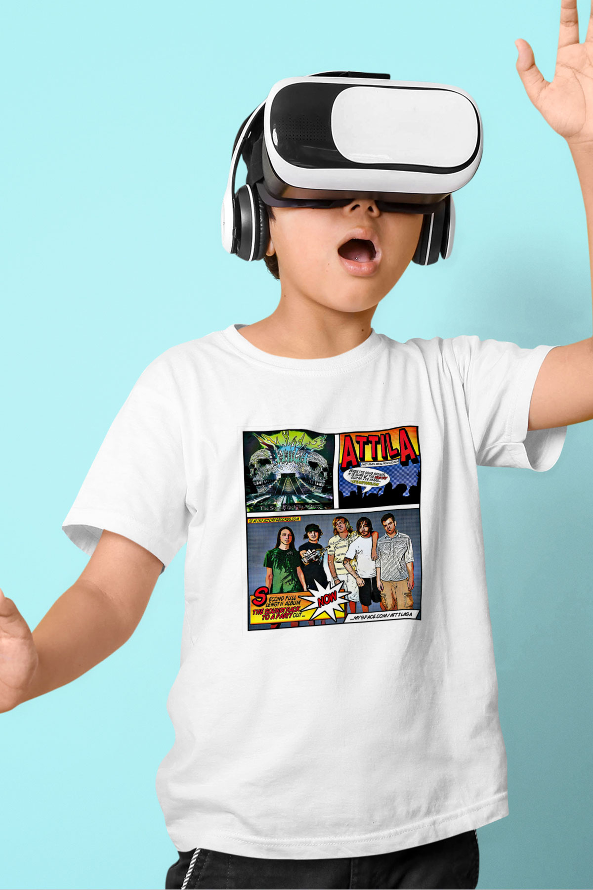 Attila Baskılı Unisex Beyaz Çocuk Tişört