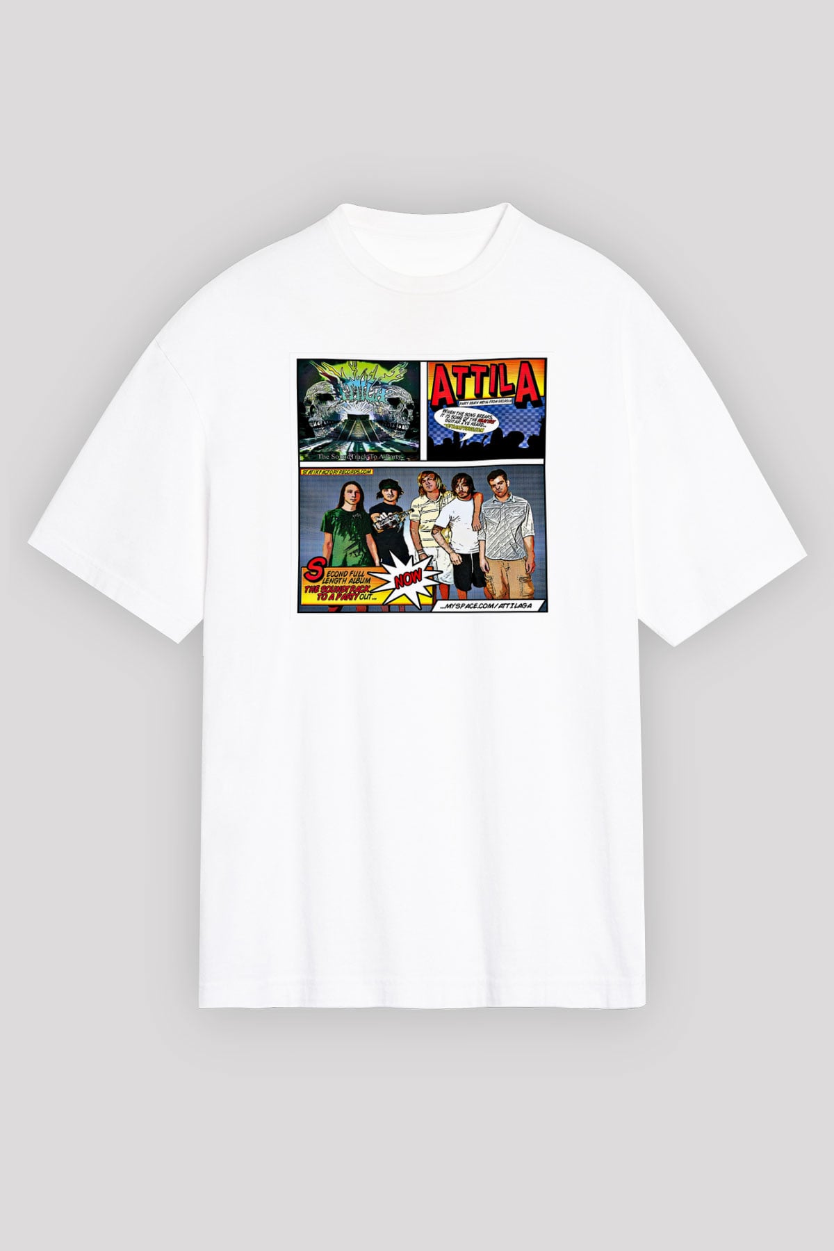 Attila Baskılı Unisex Beyaz Oversize Tişört