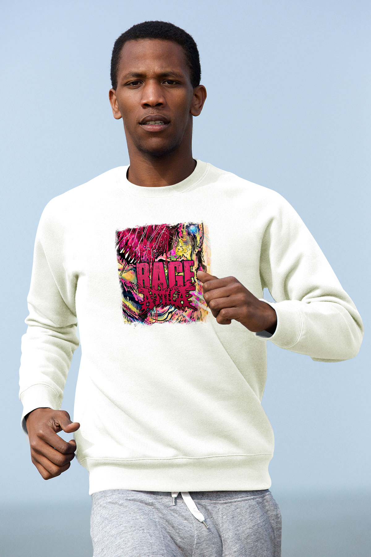 Attila Baskılı Unisex Beyaz Sweatshirt