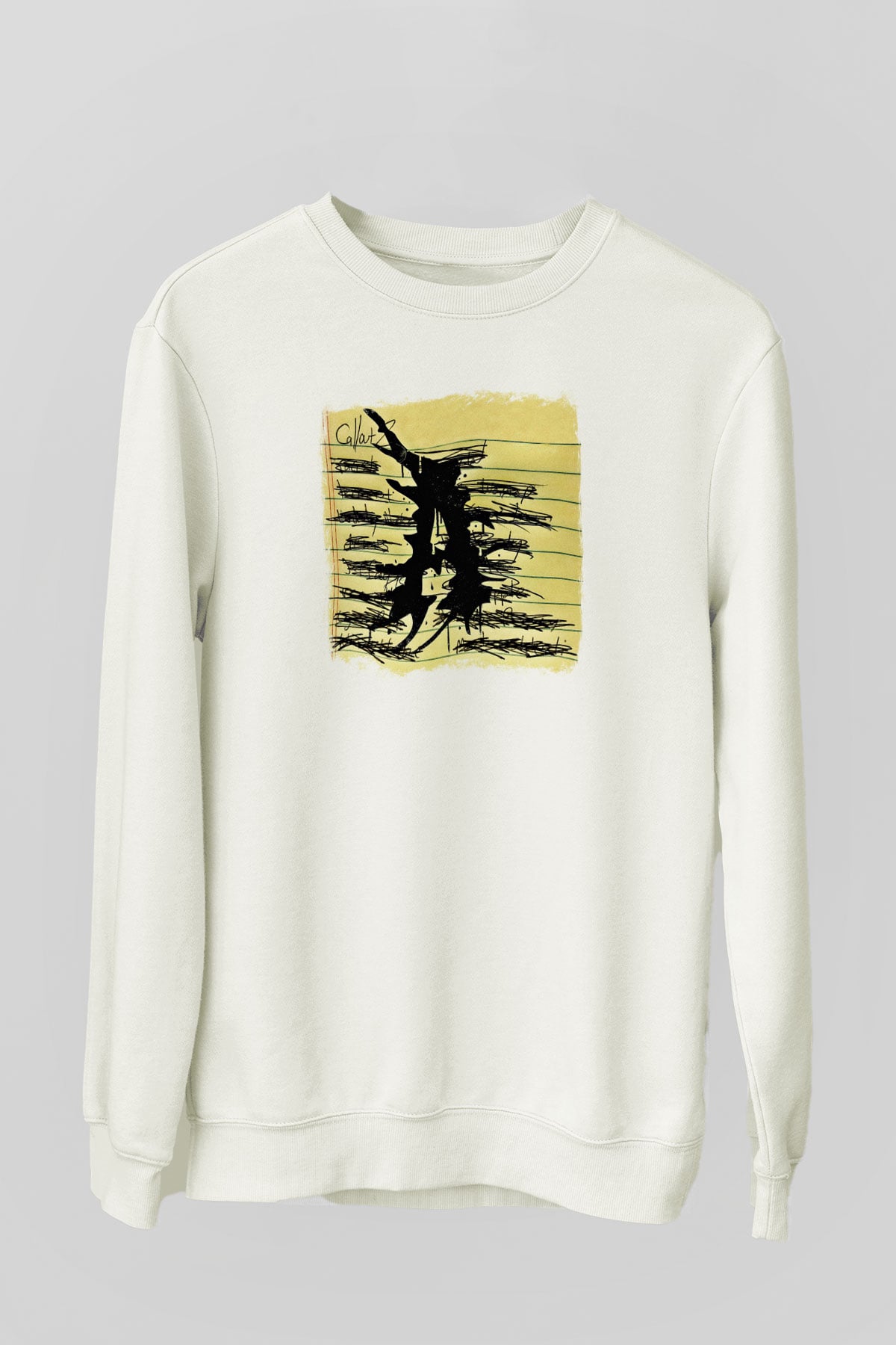 Attila Baskılı Unisex Beyaz Sweatshirt