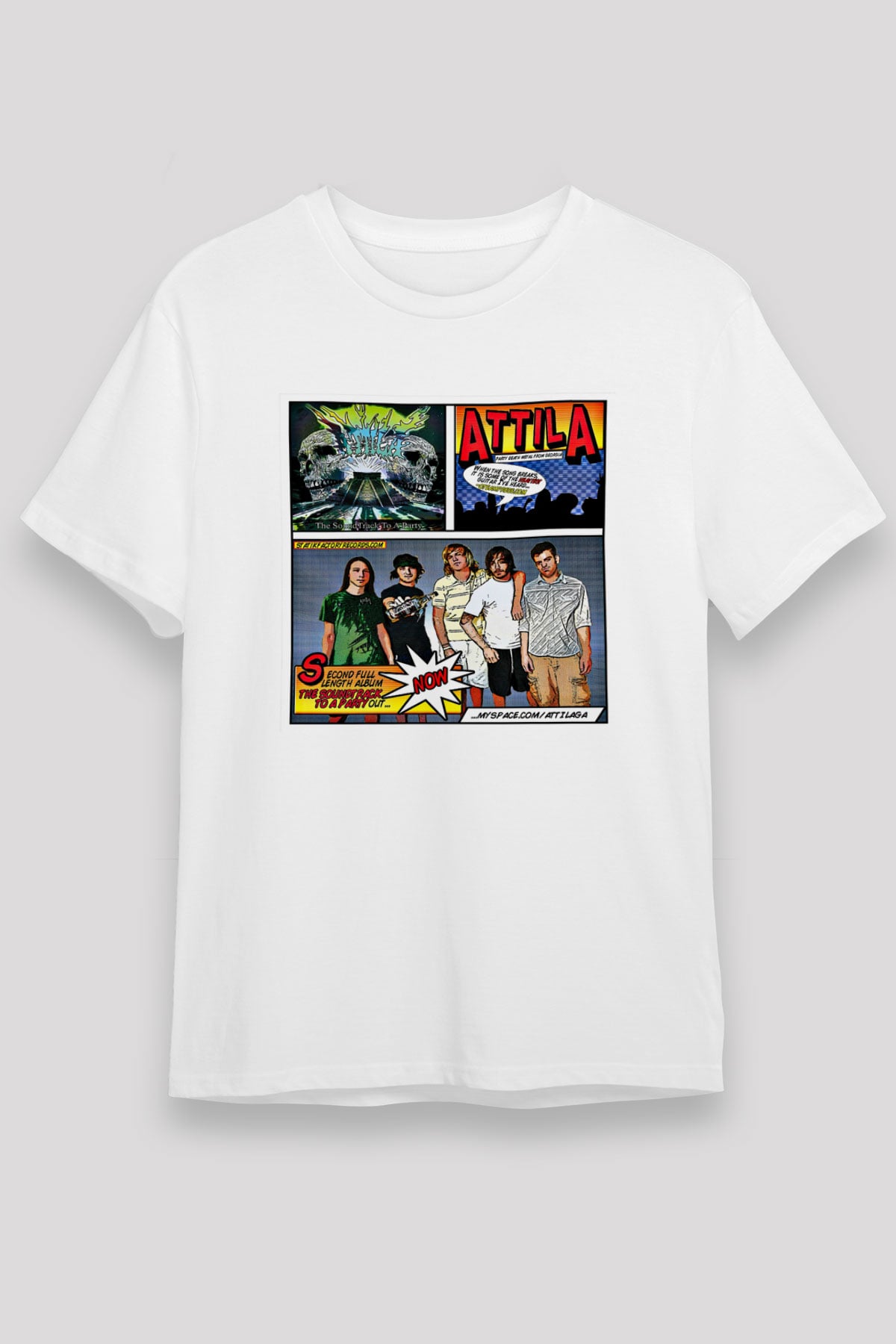 Attila Baskılı Unisex Beyaz Tişört