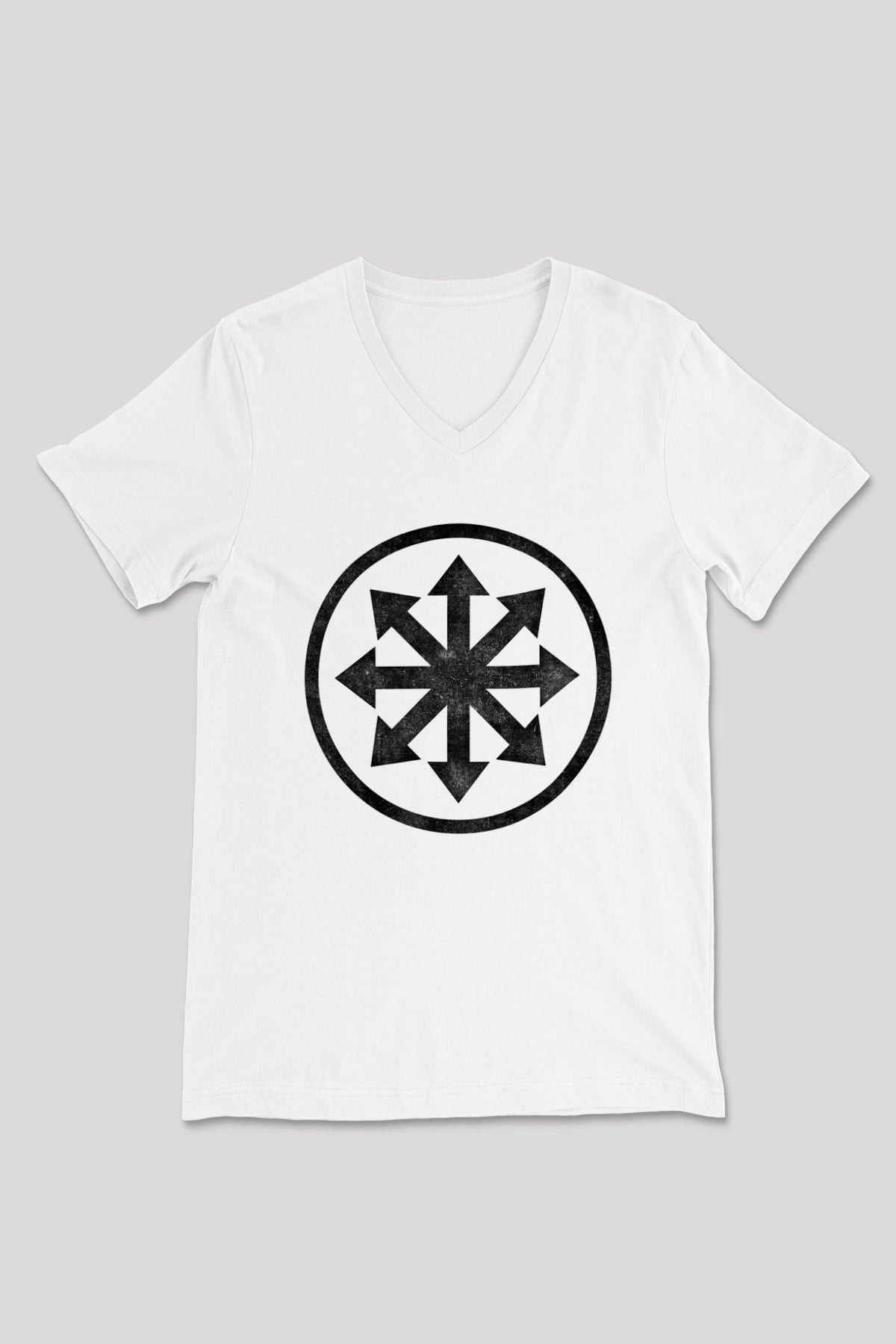 Attila Baskılı Unisex Beyaz V Yaka Tişört