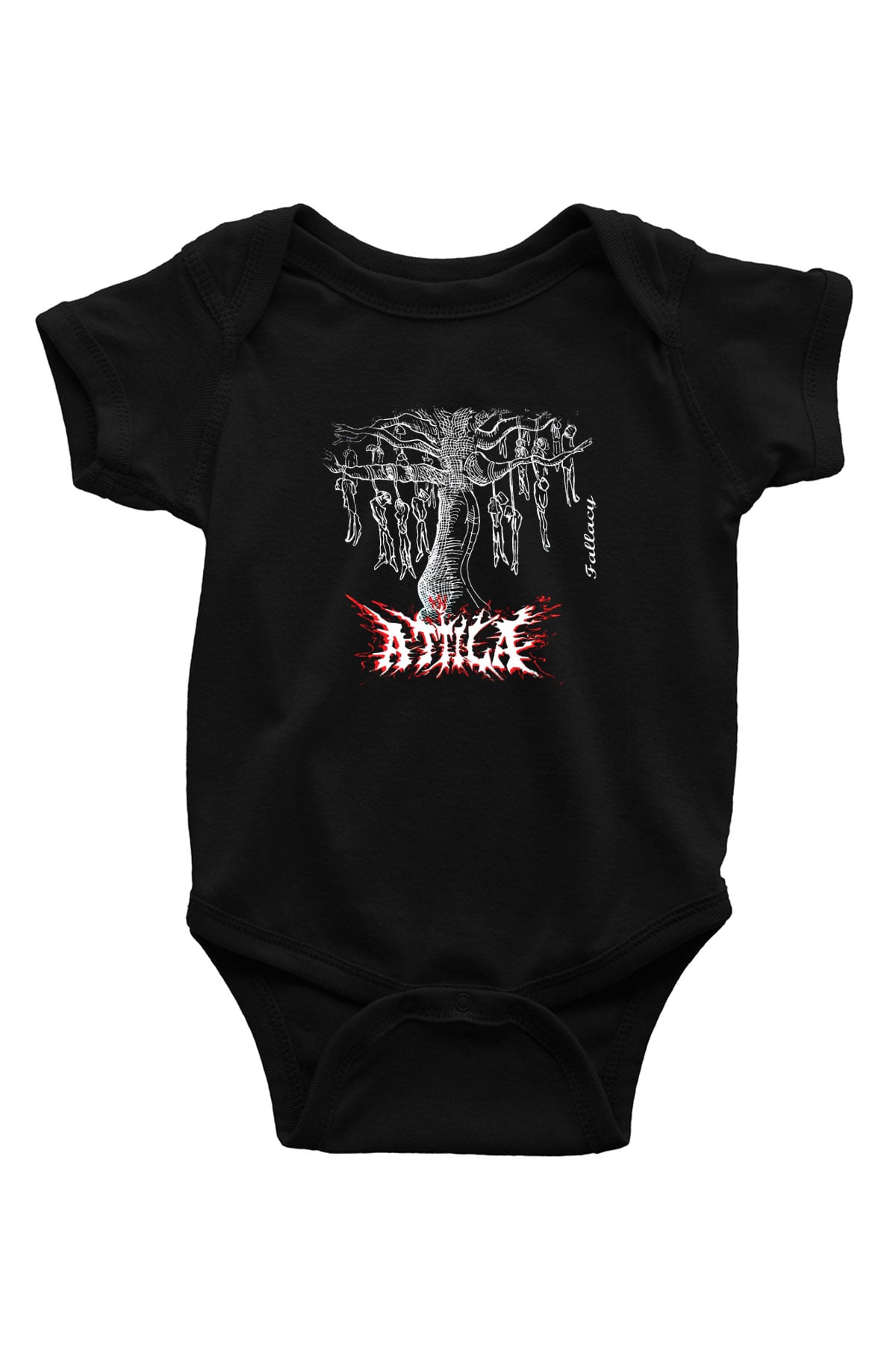 Attila Baskılı Unisex Siyah Bebek Body - Zıbın