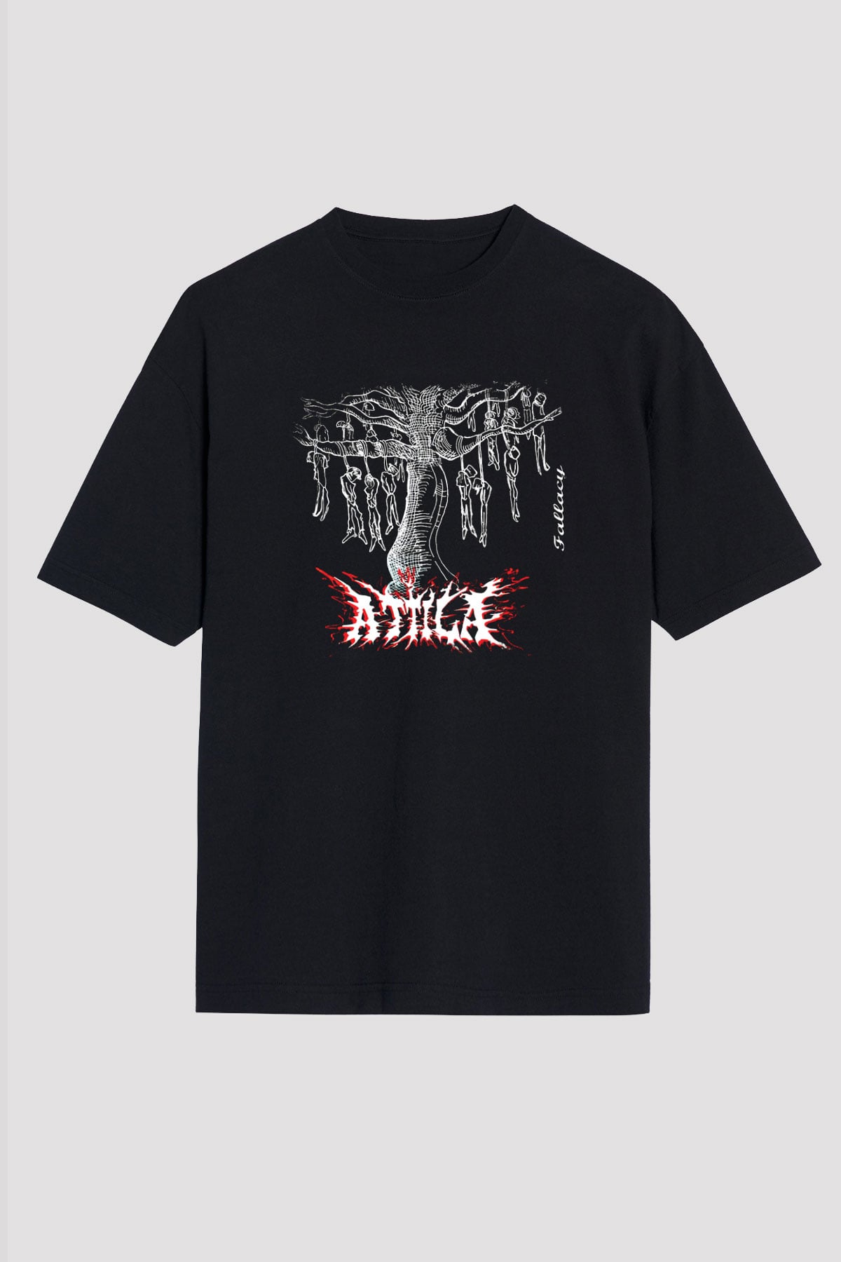 Attila Baskılı Unisex Siyah Oversize Tişört