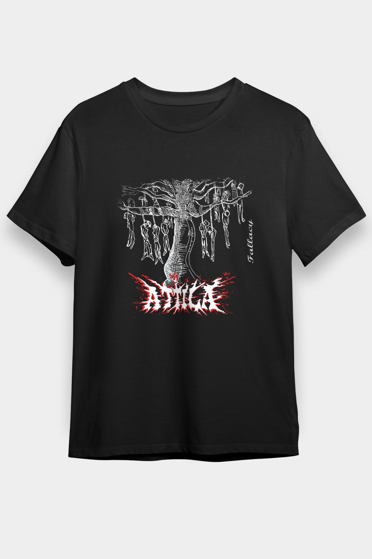 Attila Baskılı Unisex Siyah Tişört