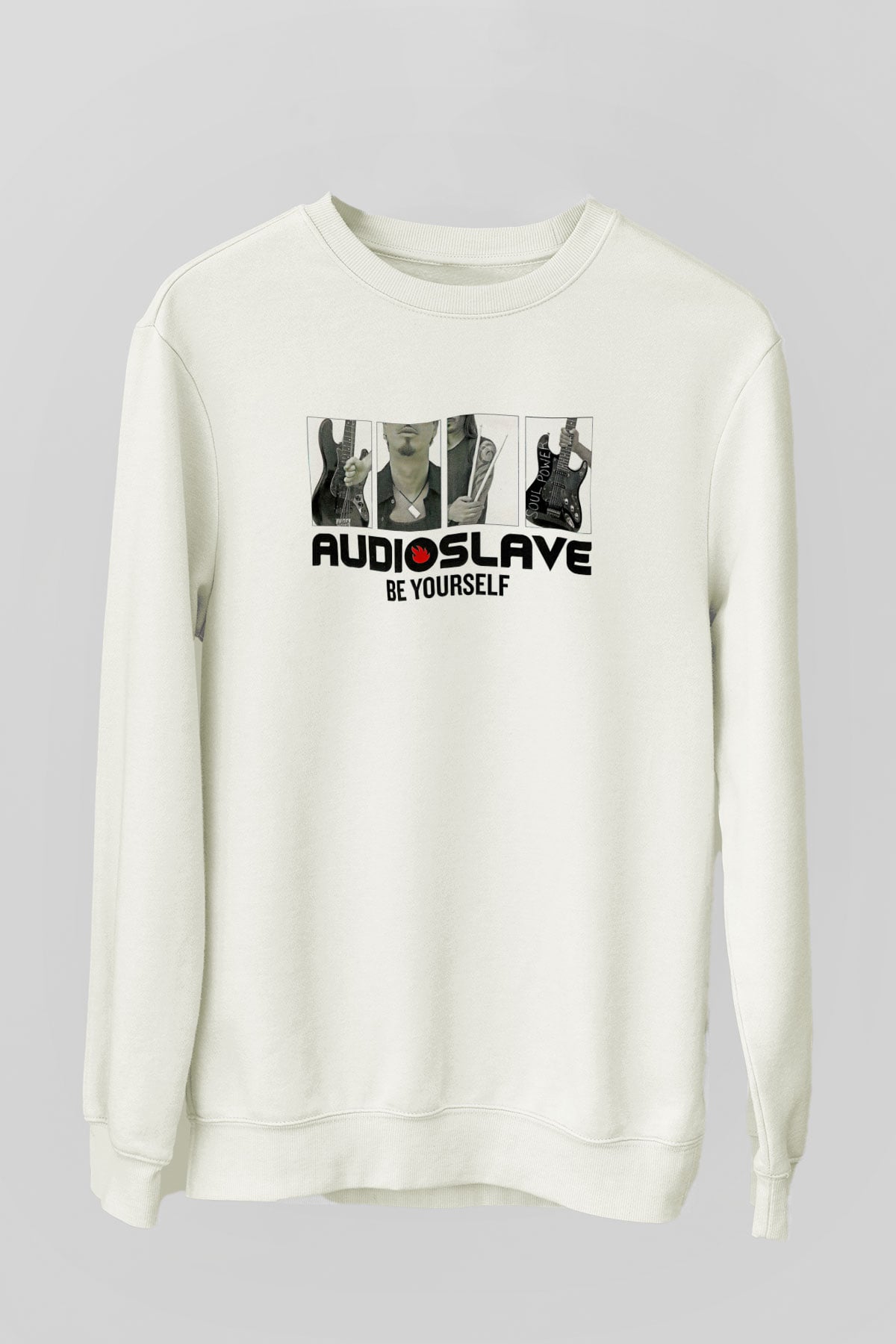 Audioslave Baskılı Beyaz Unisex Sweatshirt