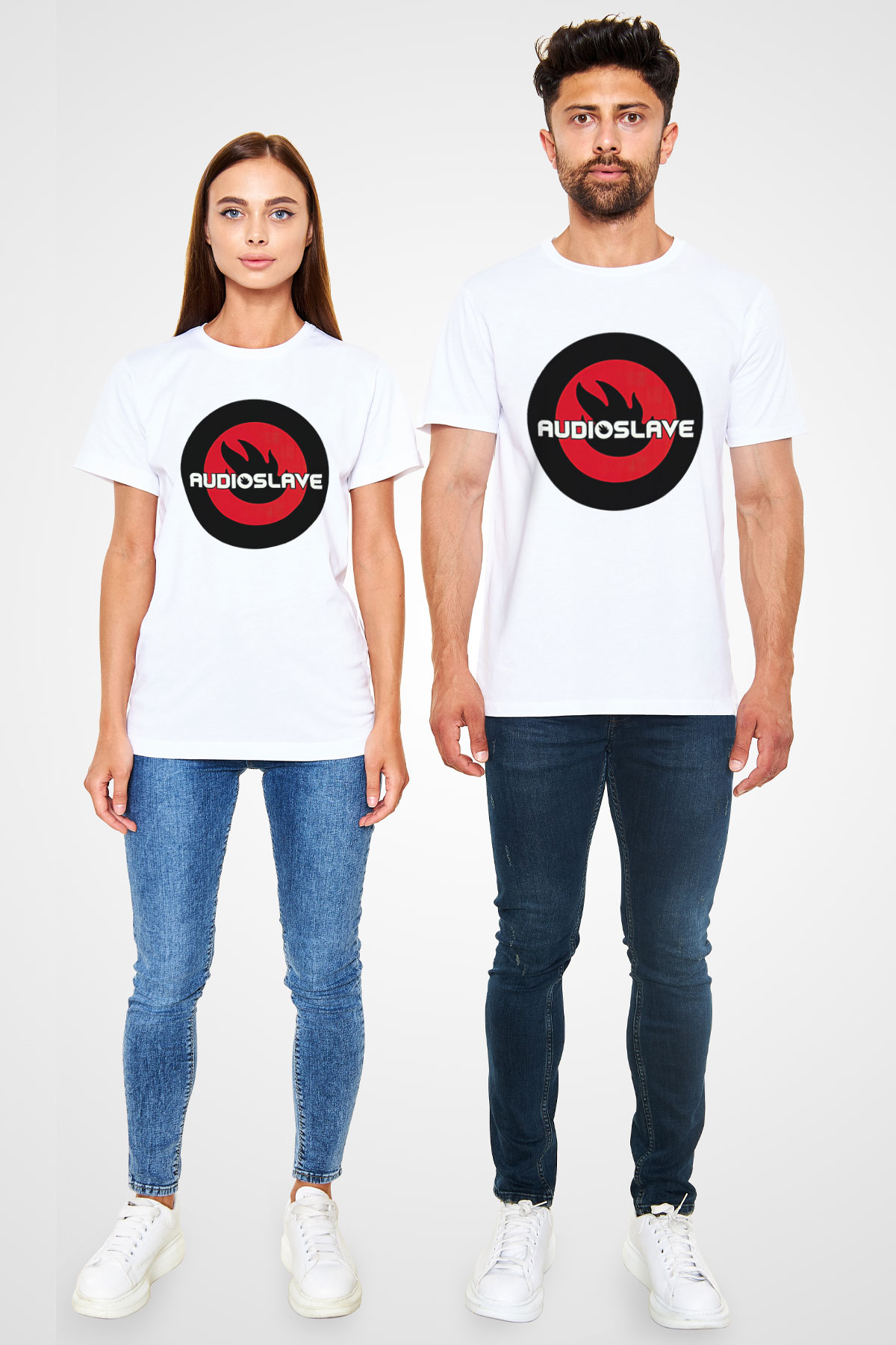 Audioslave Baskılı Unisex Beyaz Tişört - Tshirt