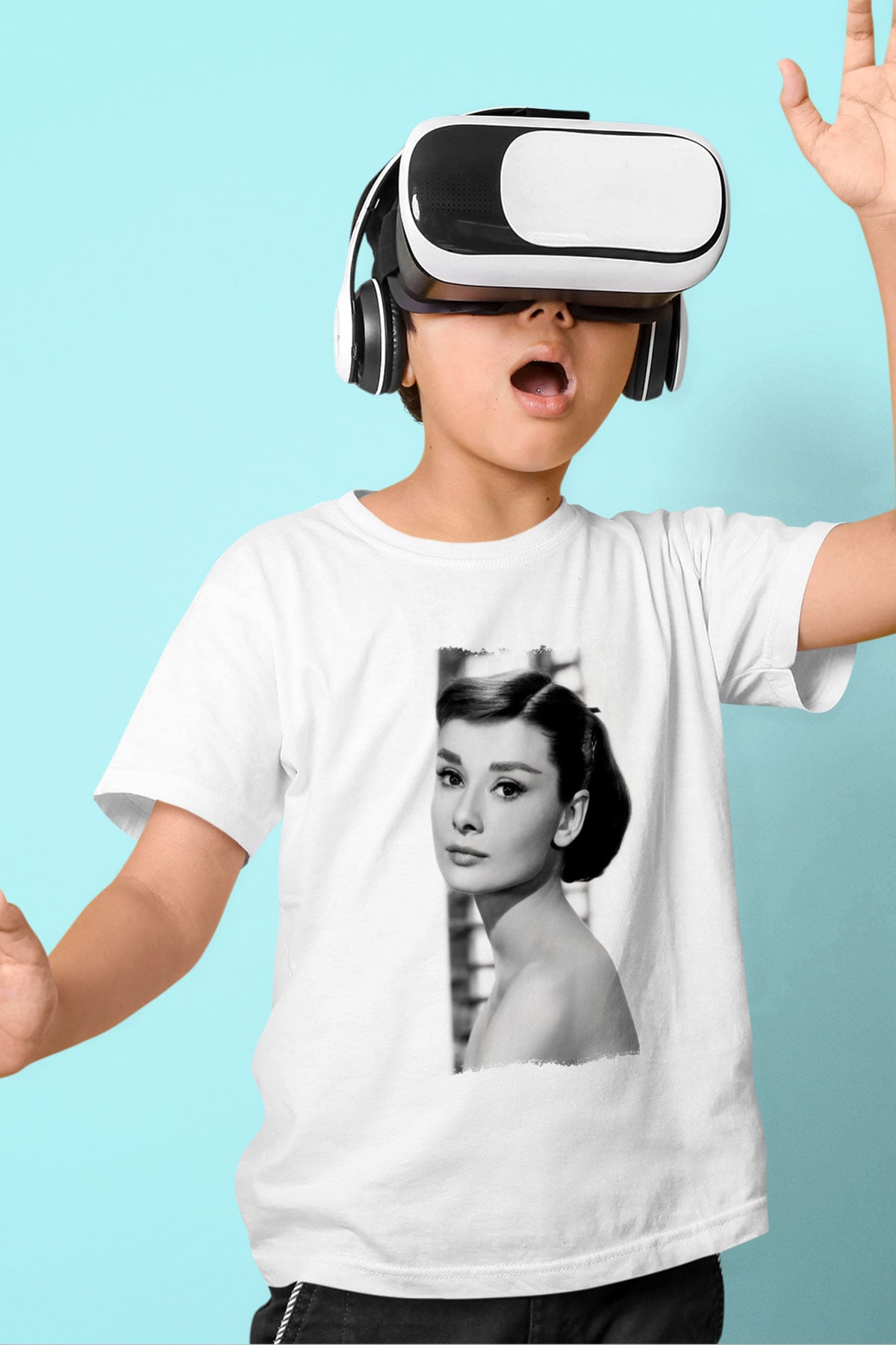 Audrey Hepburn Beyaz Unisex Çocuk Tişört