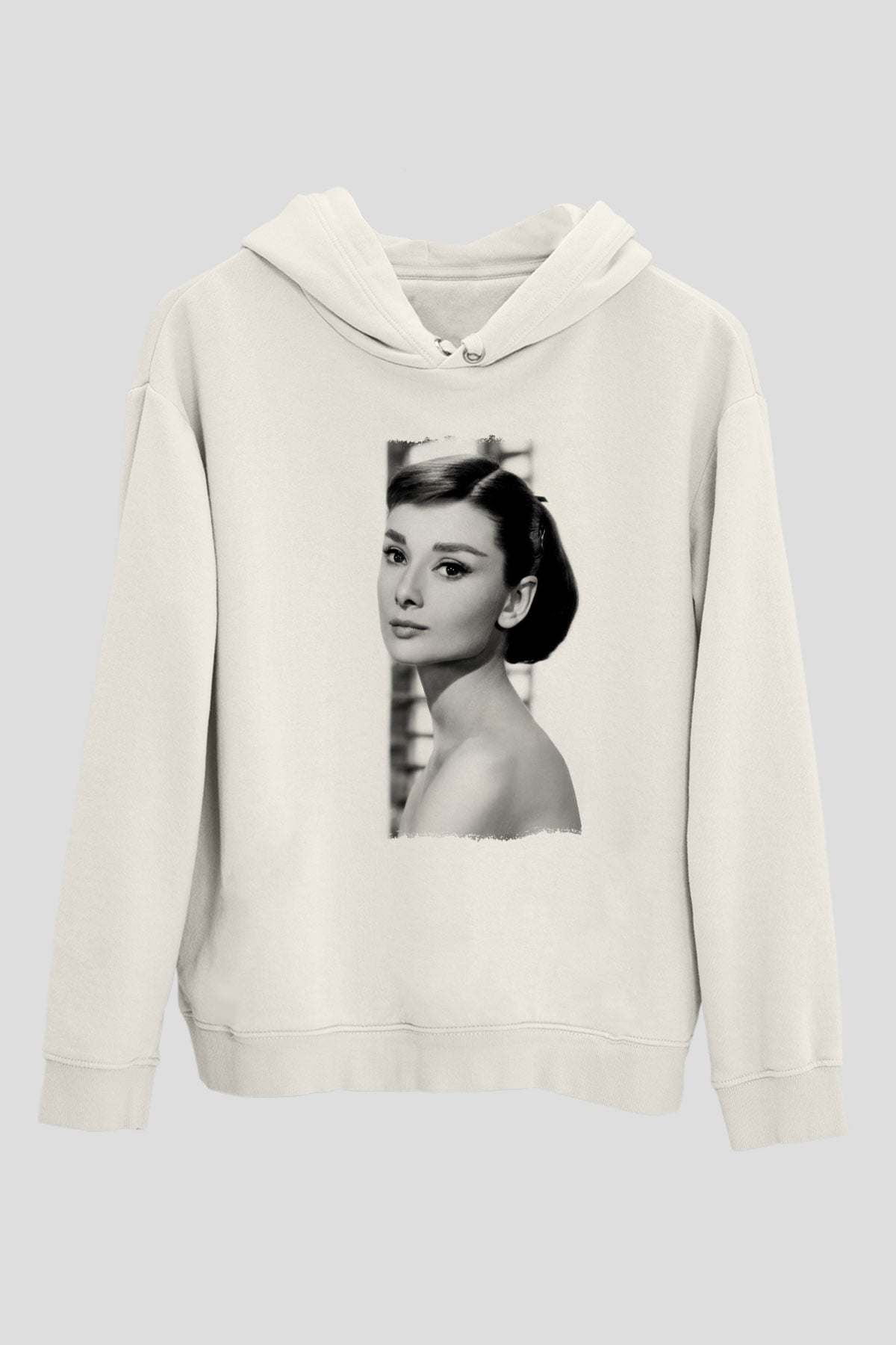 Audrey Hepburn Beyaz Unisex Kapüşonlu Sweatshirt