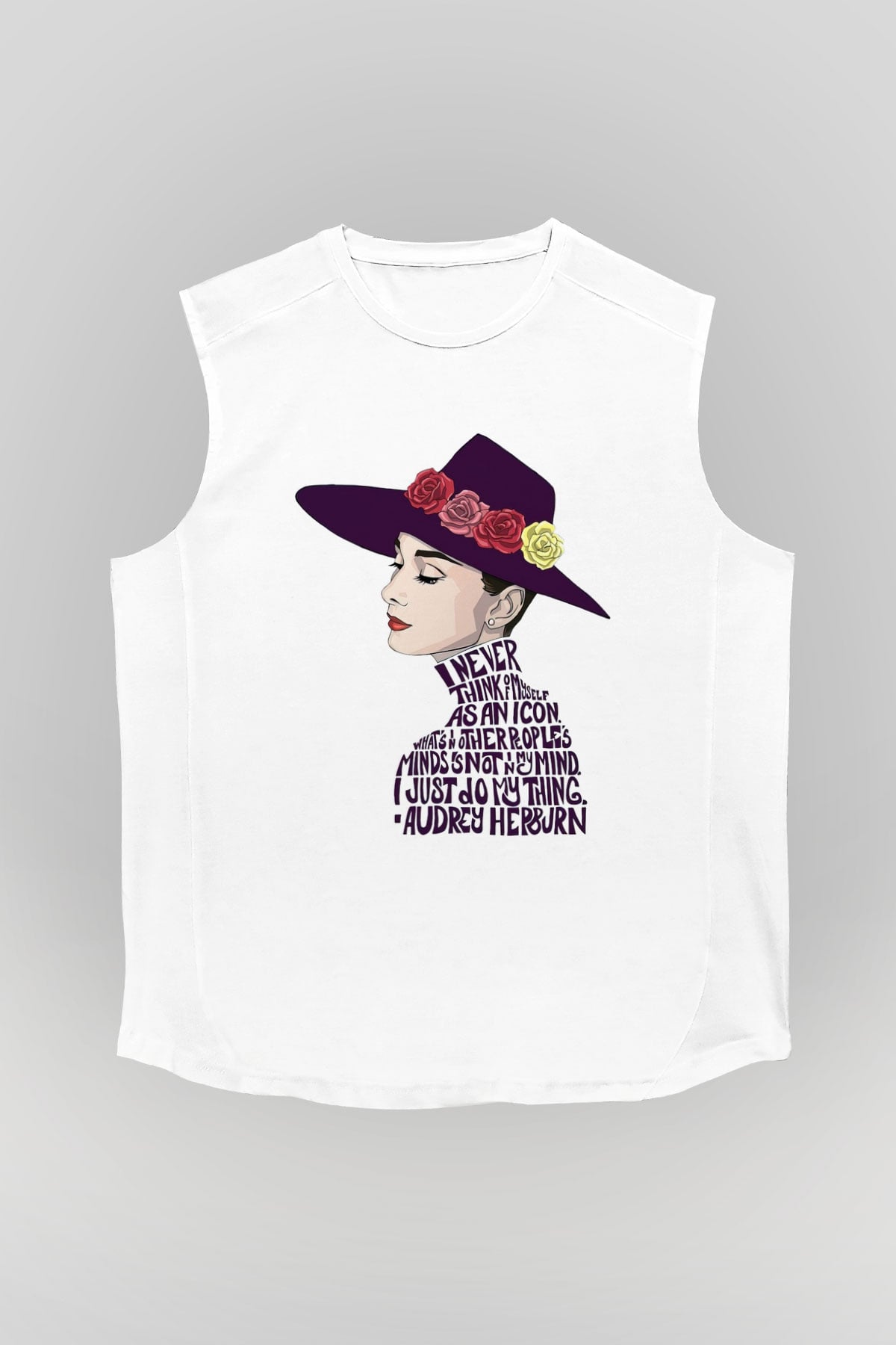 Audrey Hepburn Beyaz Unisex Kolsuz Tişört