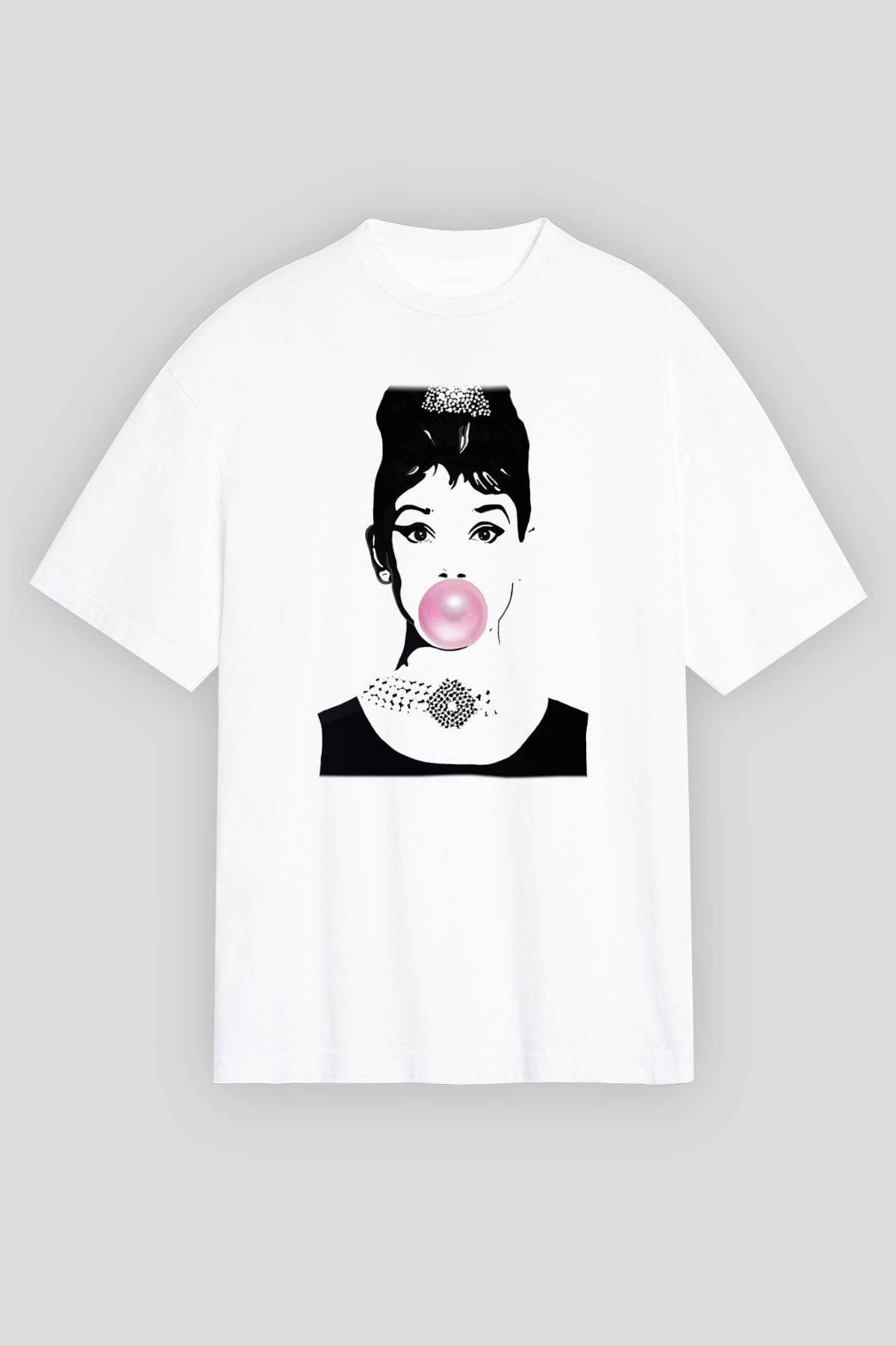 Audrey Hepburn Beyaz Unisex Oversize Tişört T-Shirt