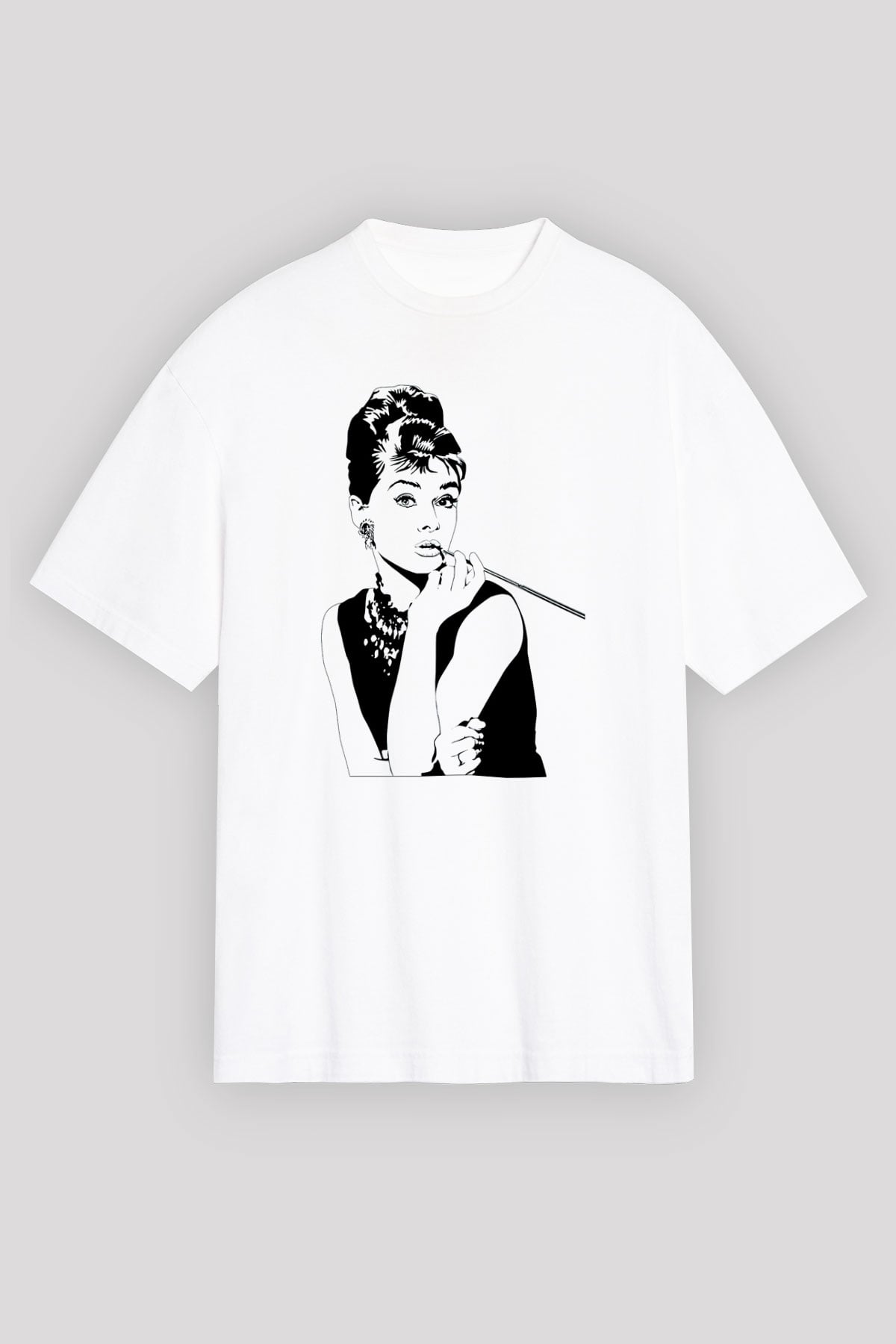 Audrey Hepburn Beyaz Unisex Oversize Tişört T-Shirt