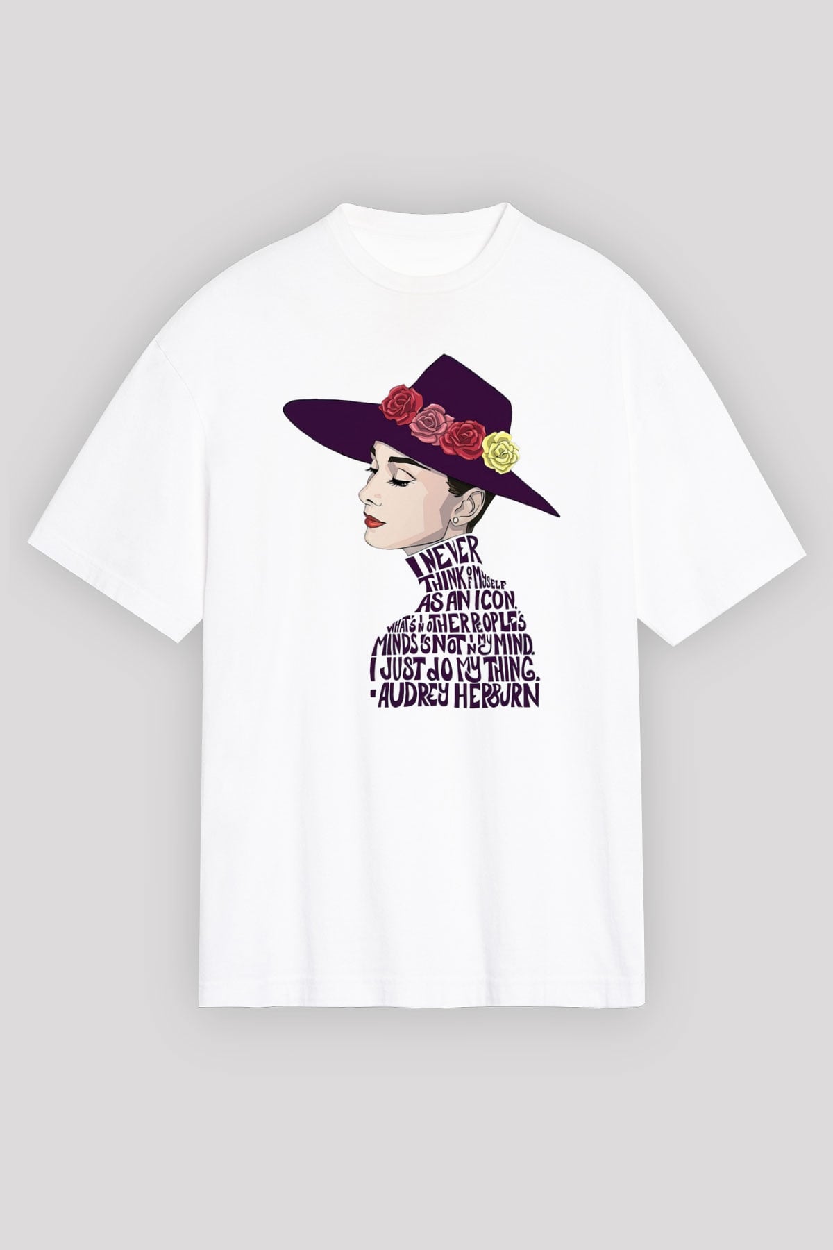 Audrey Hepburn Beyaz Unisex Oversize Tişört T-Shirt