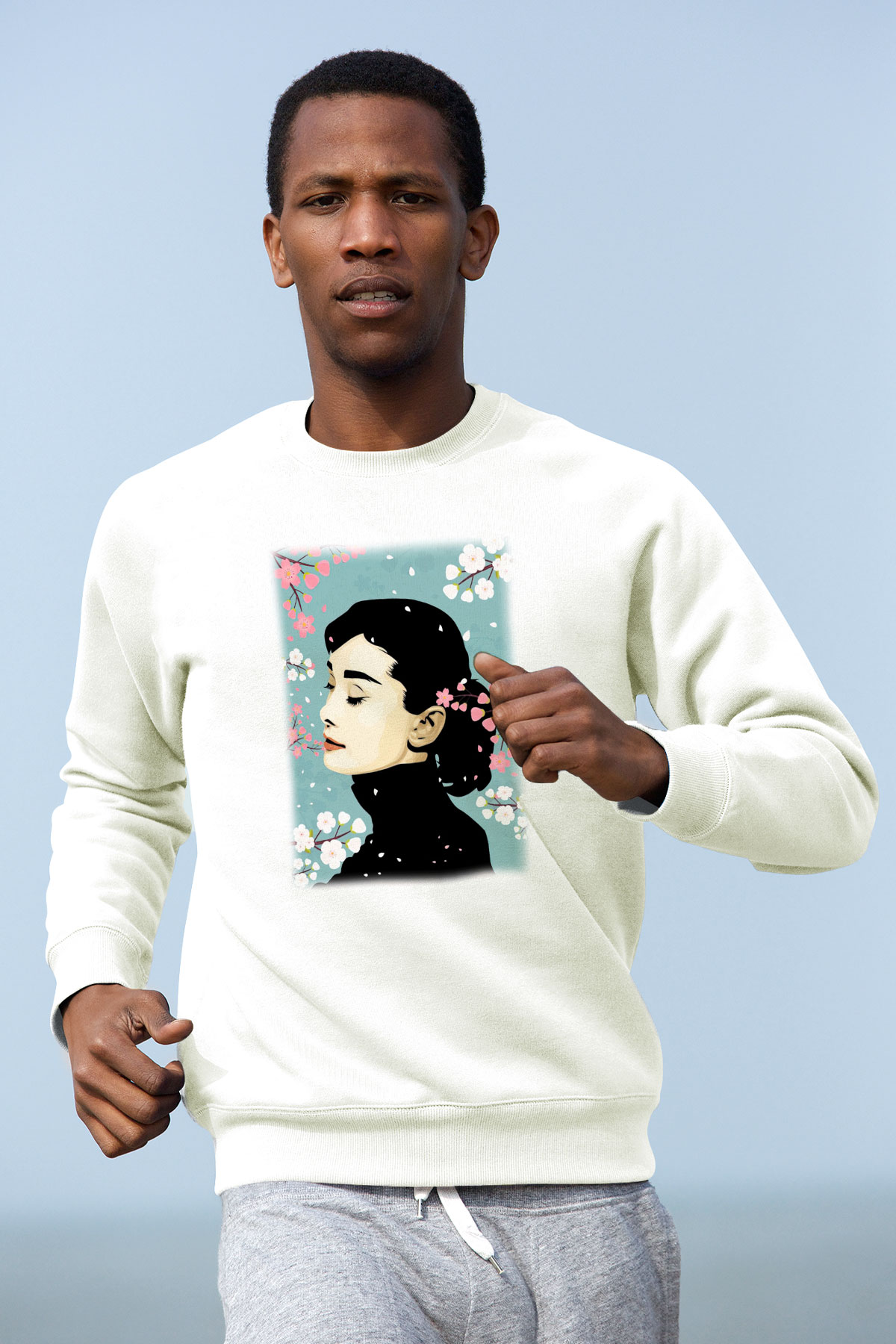 Audrey Hepburn Beyaz Unisex Sweatshirt