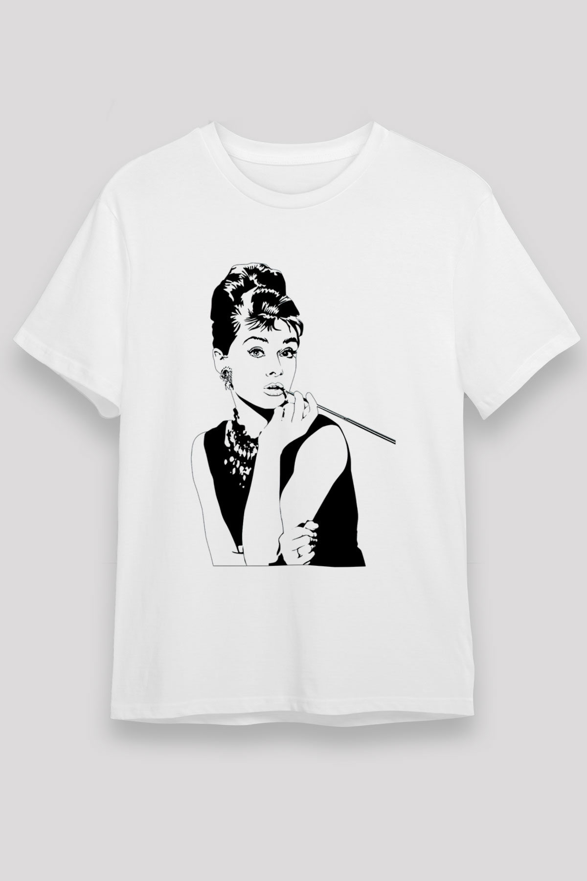 Audrey Hepburn Beyaz Unisex Tişört T-Shirt - TişörtFabrikası