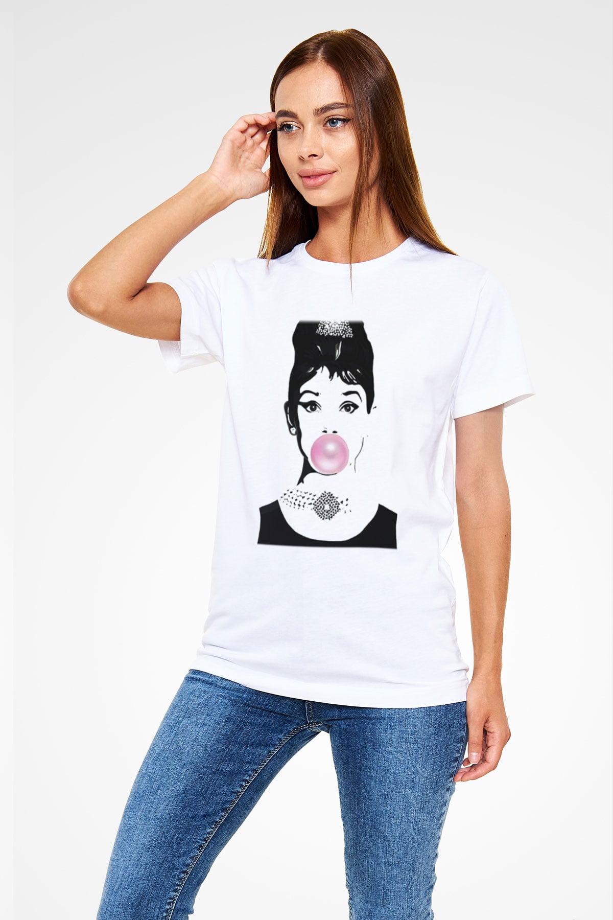 Audrey Hepburn Beyaz Unisex Tişört T-Shirt - TişörtFabrikası