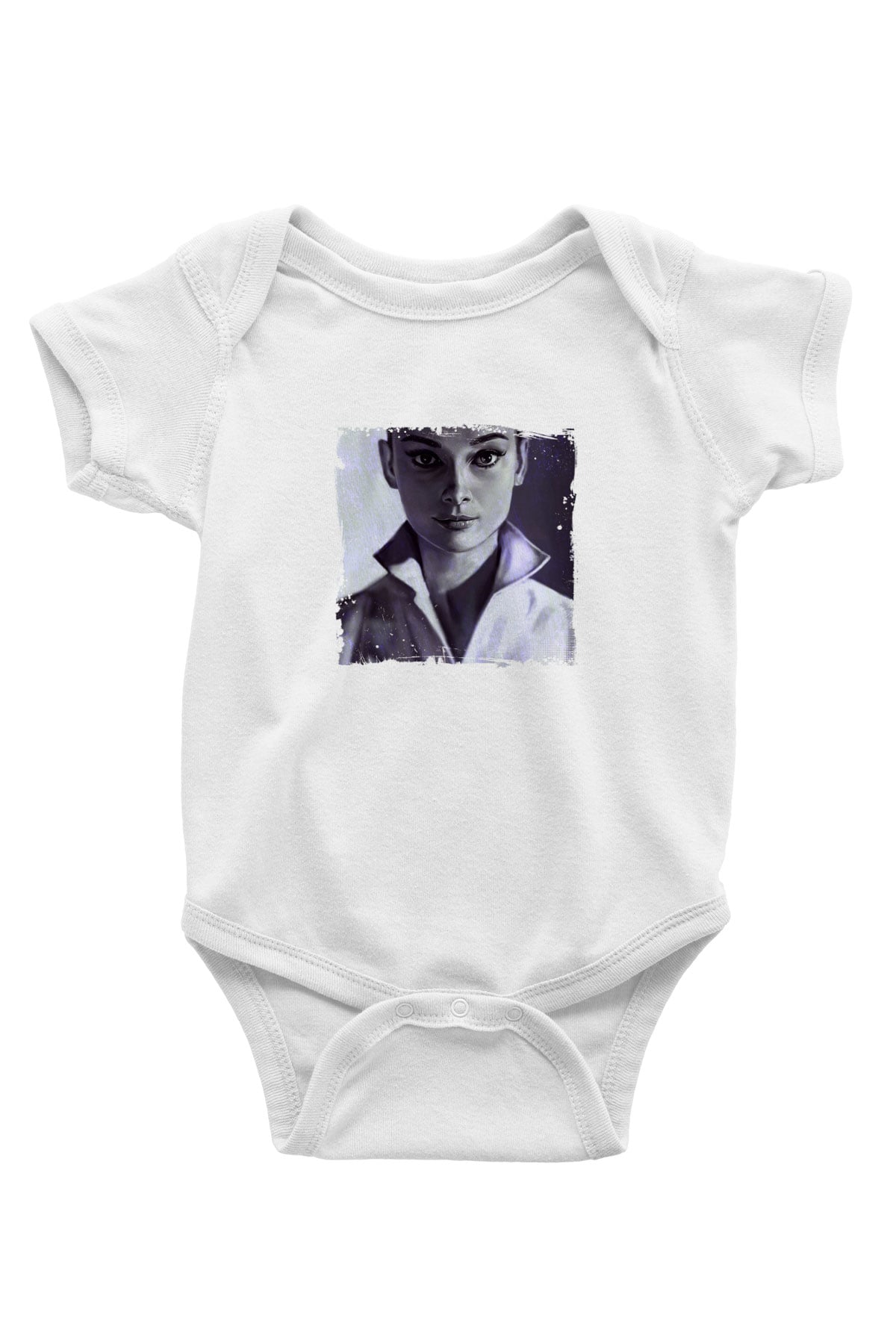 Audrey Hepburn Unisex Baskılı Beyaz Bebek Body - Zıbın