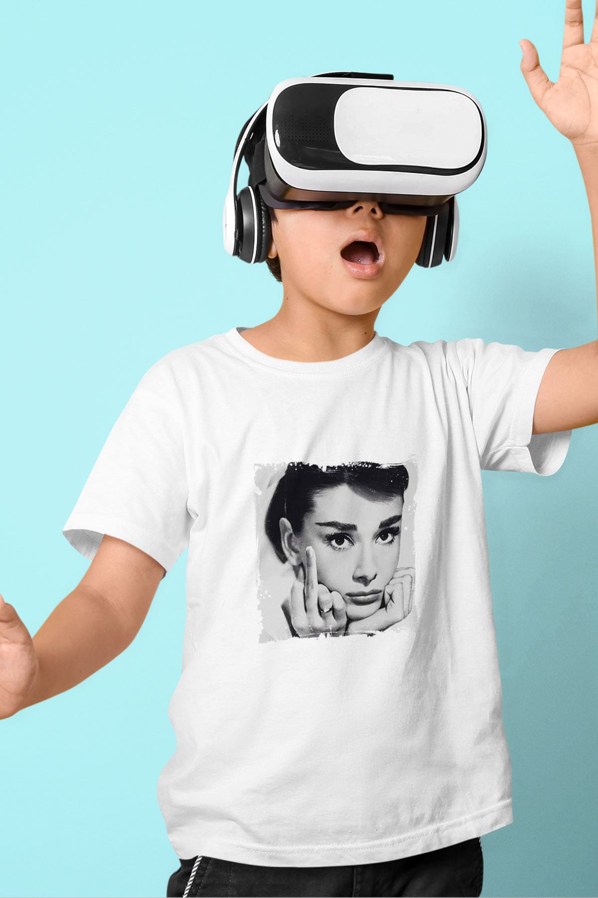 Audrey Hepburn Unisex Baskılı Beyaz Çocuk Tişört
