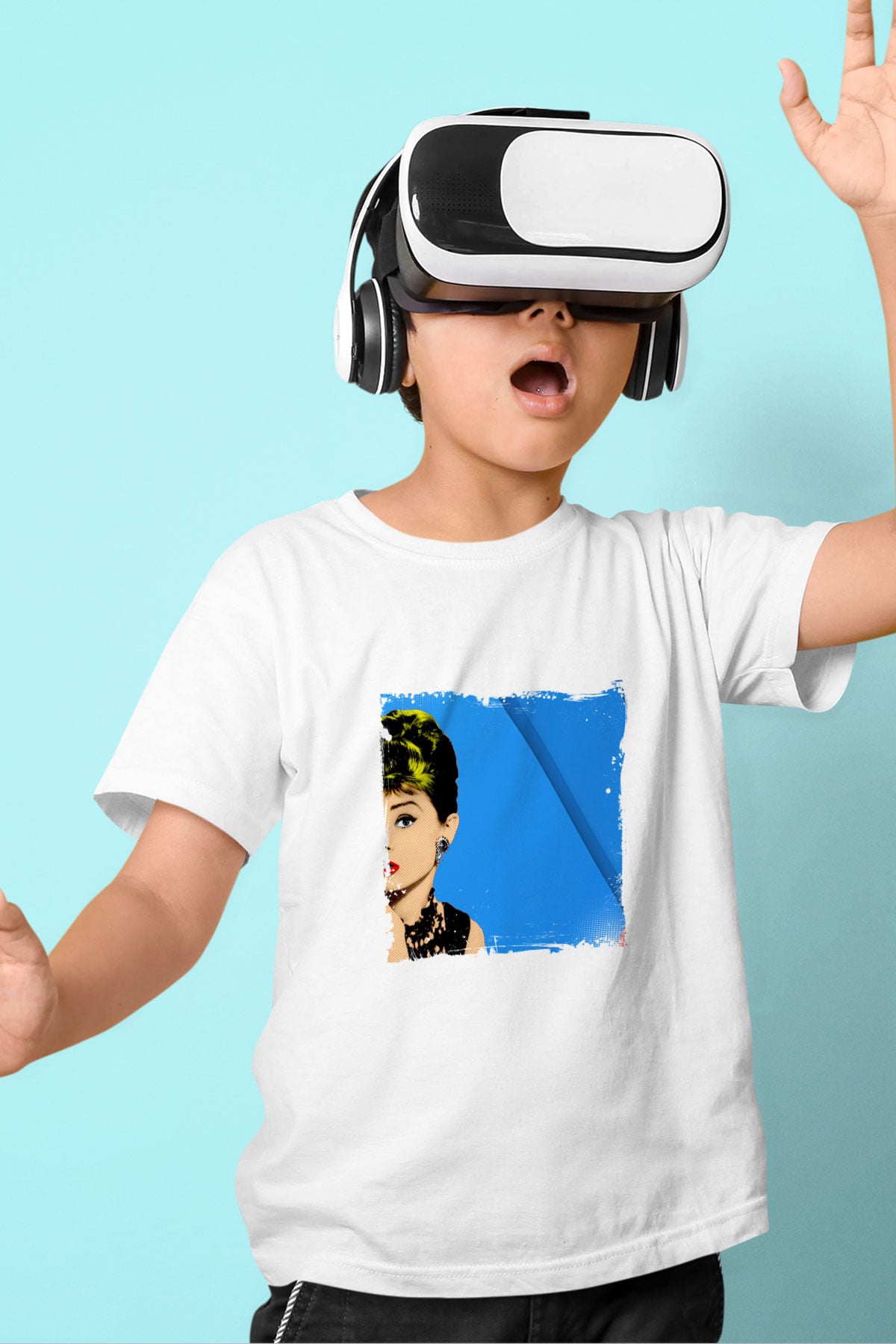 Audrey Hepburn Unisex Baskılı Beyaz Çocuk Tişört