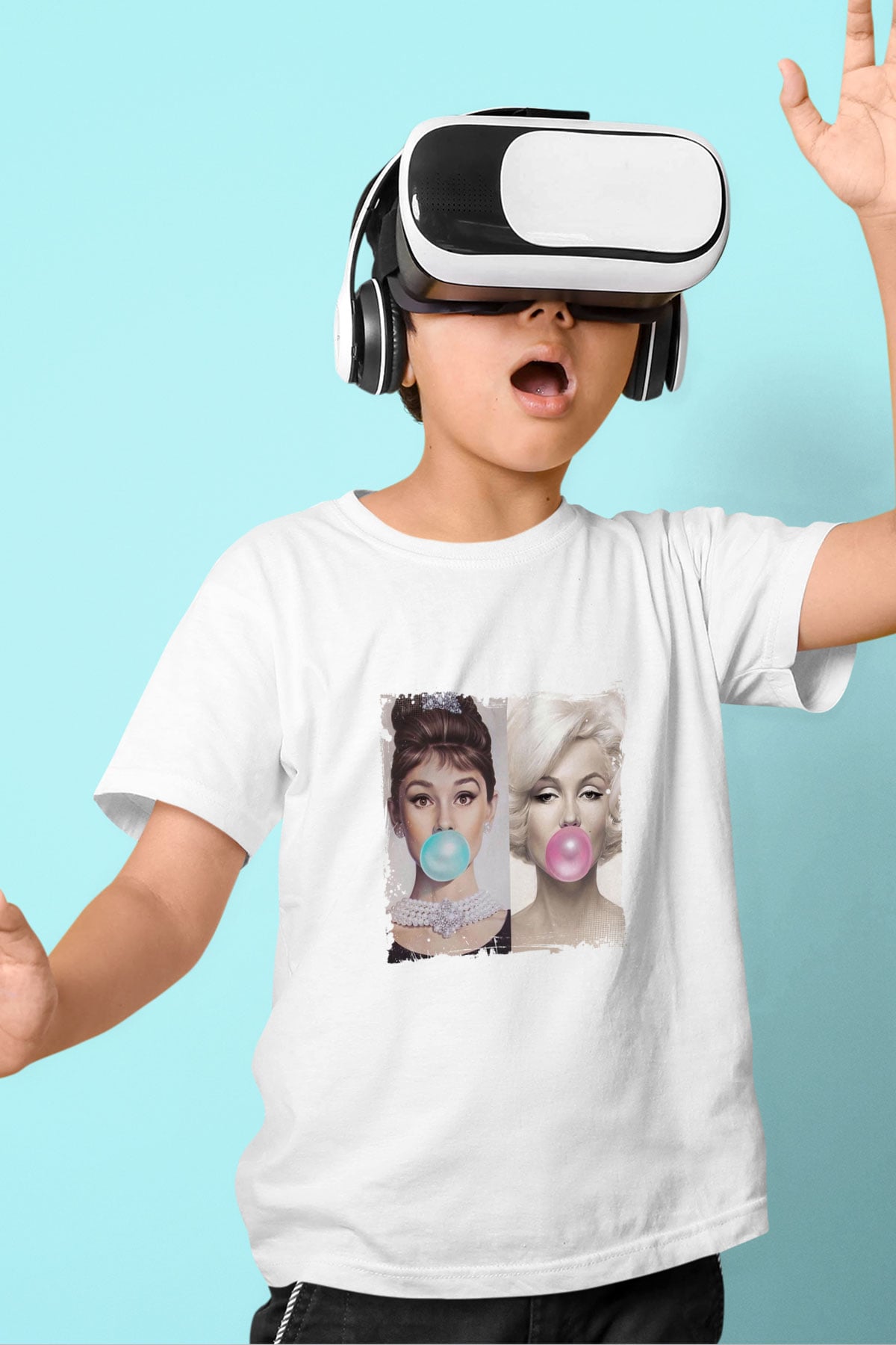 Audrey Hepburn Unisex Baskılı Beyaz Çocuk Tişört
