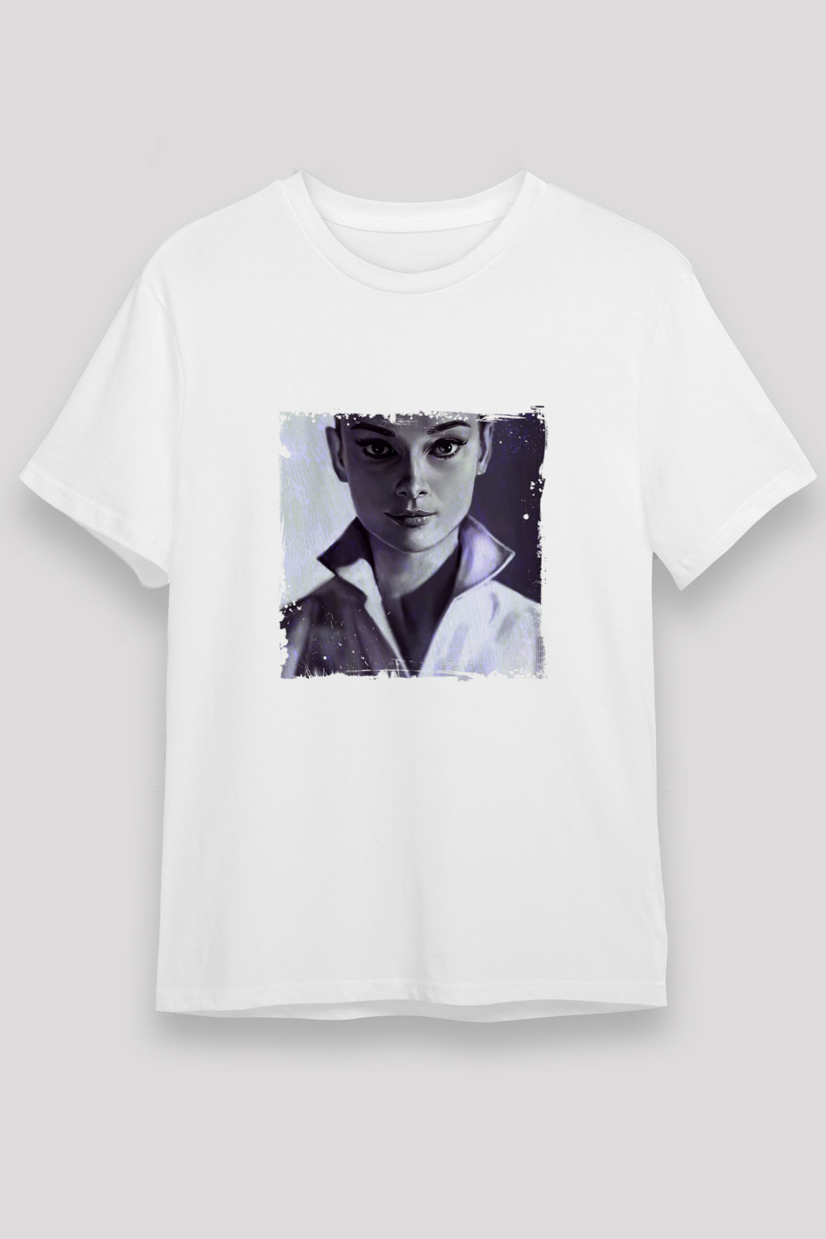 Audrey Hepburn Unisex Baskılı Beyaz Tişört