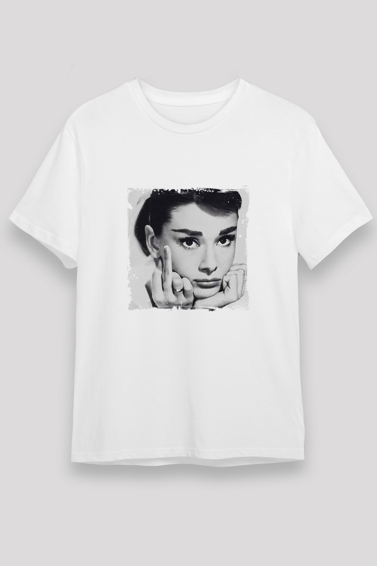Audrey Hepburn Unisex Baskılı Beyaz Tişört