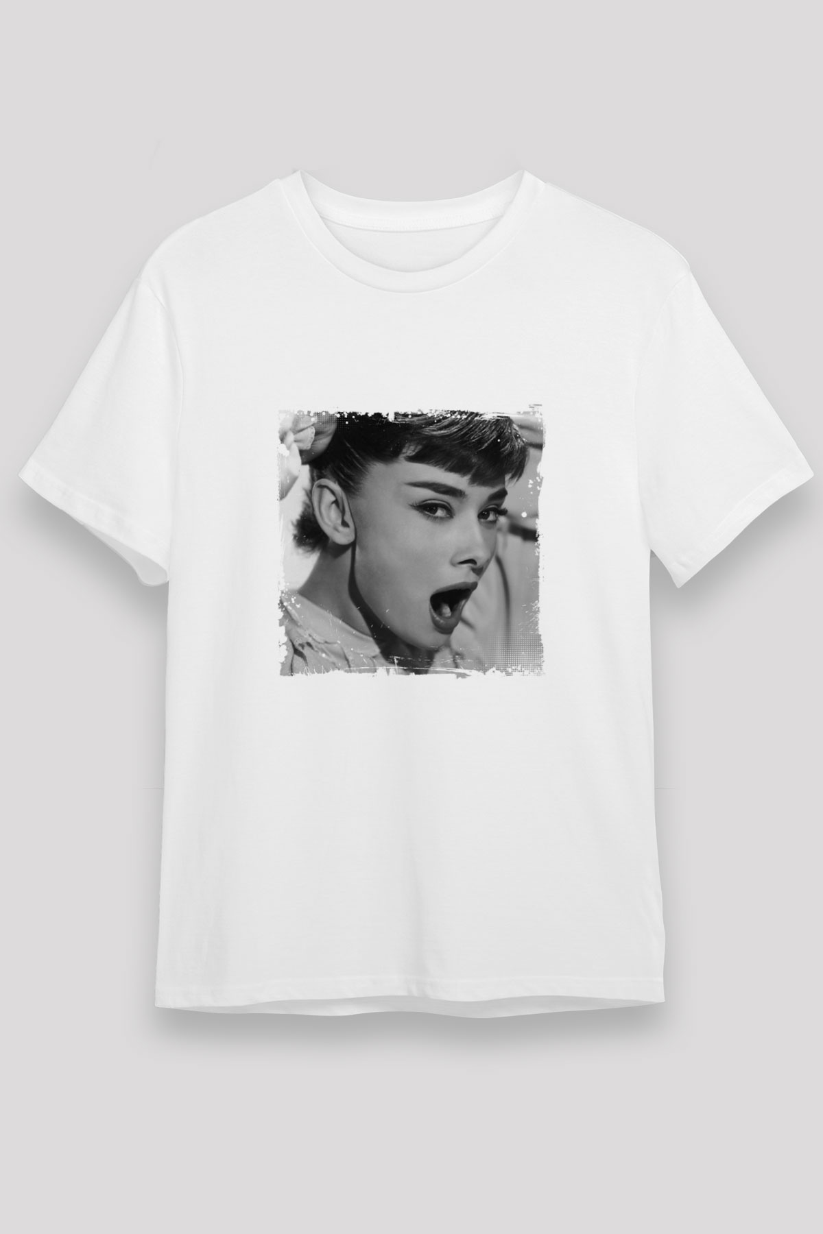 Audrey Hepburn Unisex Baskılı Beyaz Tişört