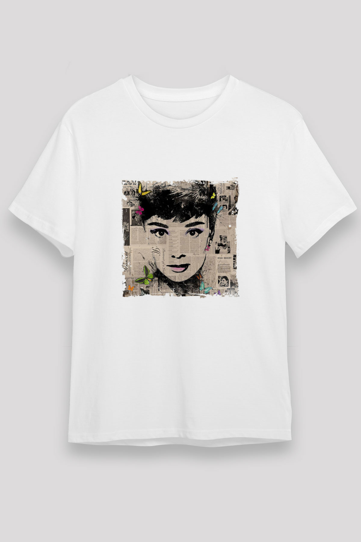 Audrey Hepburn Unisex Baskılı Beyaz Tişört