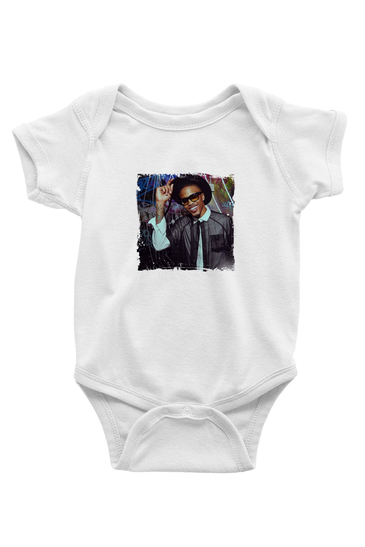 August Alsina Baskılı Unisex Beyaz Bebek Body - Zıbın