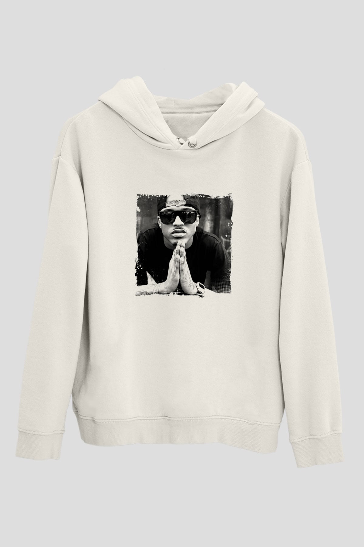 August Alsina Baskılı Unisex Beyaz Hoodie