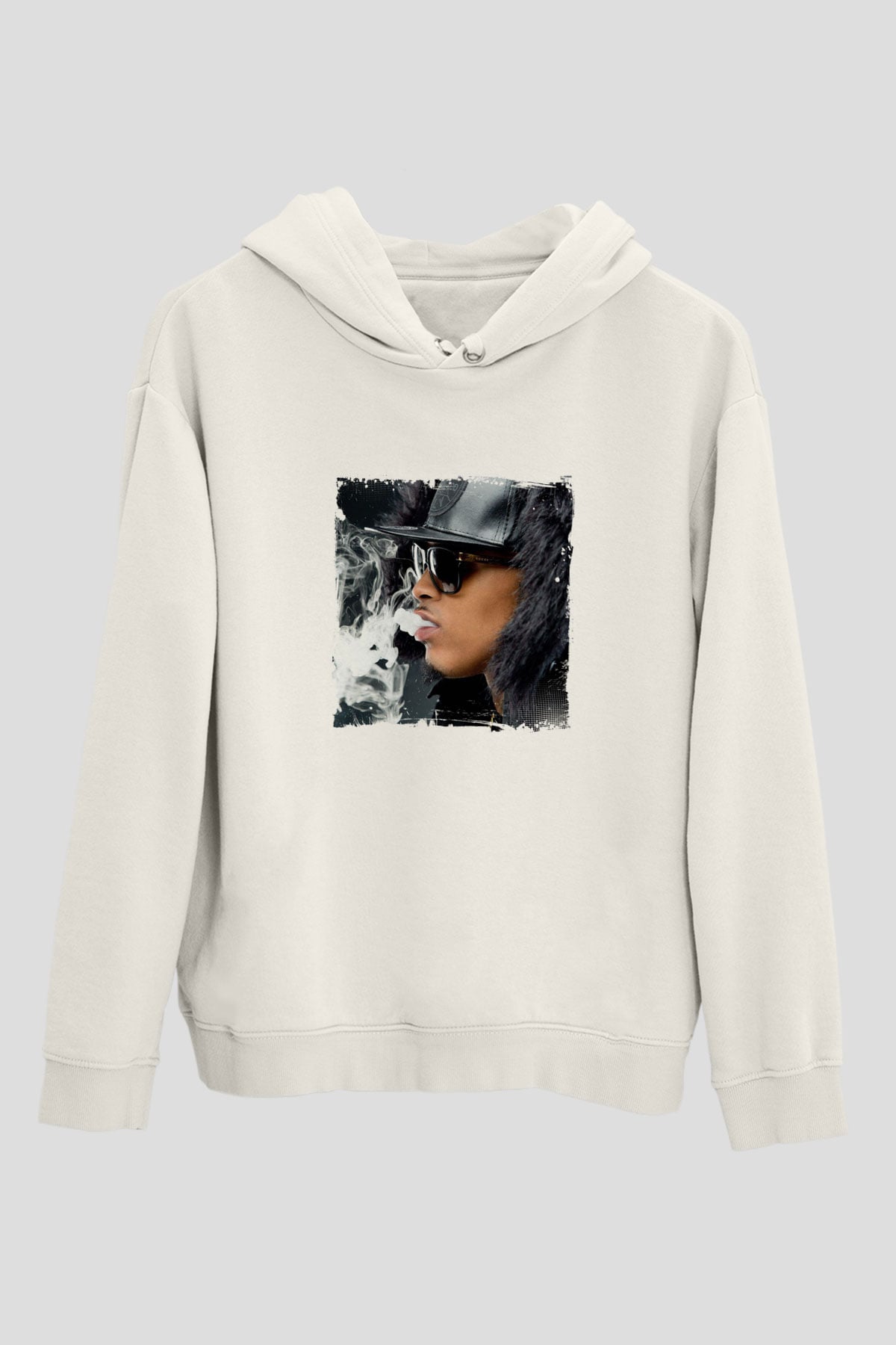 August Alsina Baskılı Unisex Beyaz Hoodie