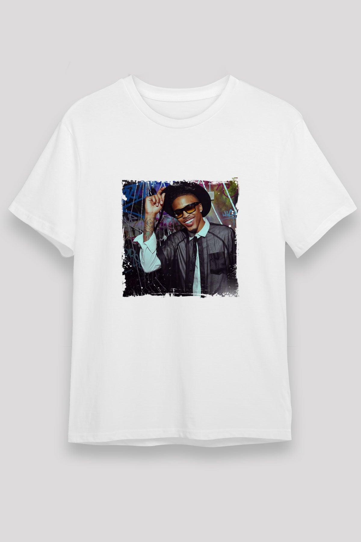 August Alsina Baskılı Unisex Beyaz Tişört