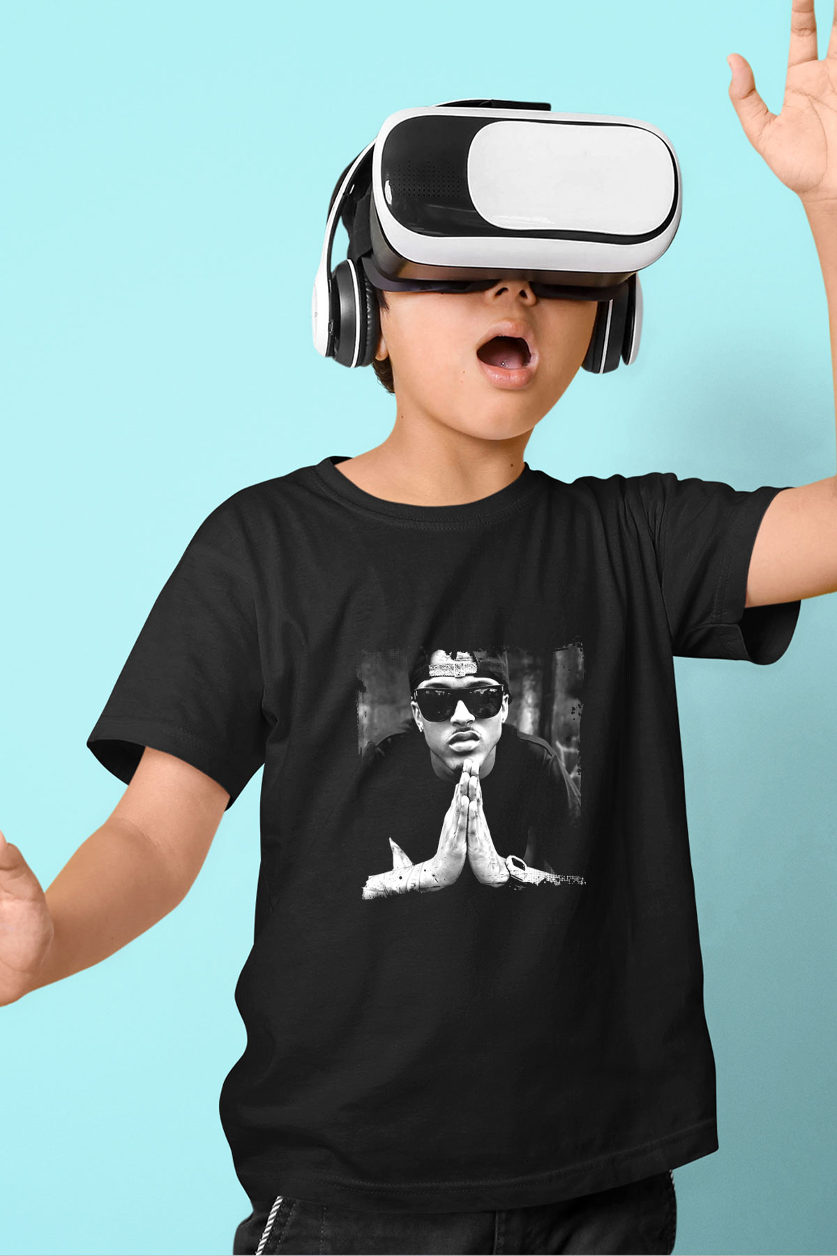 August Alsina Baskılı Unisex Siyah Çocuk Tişört