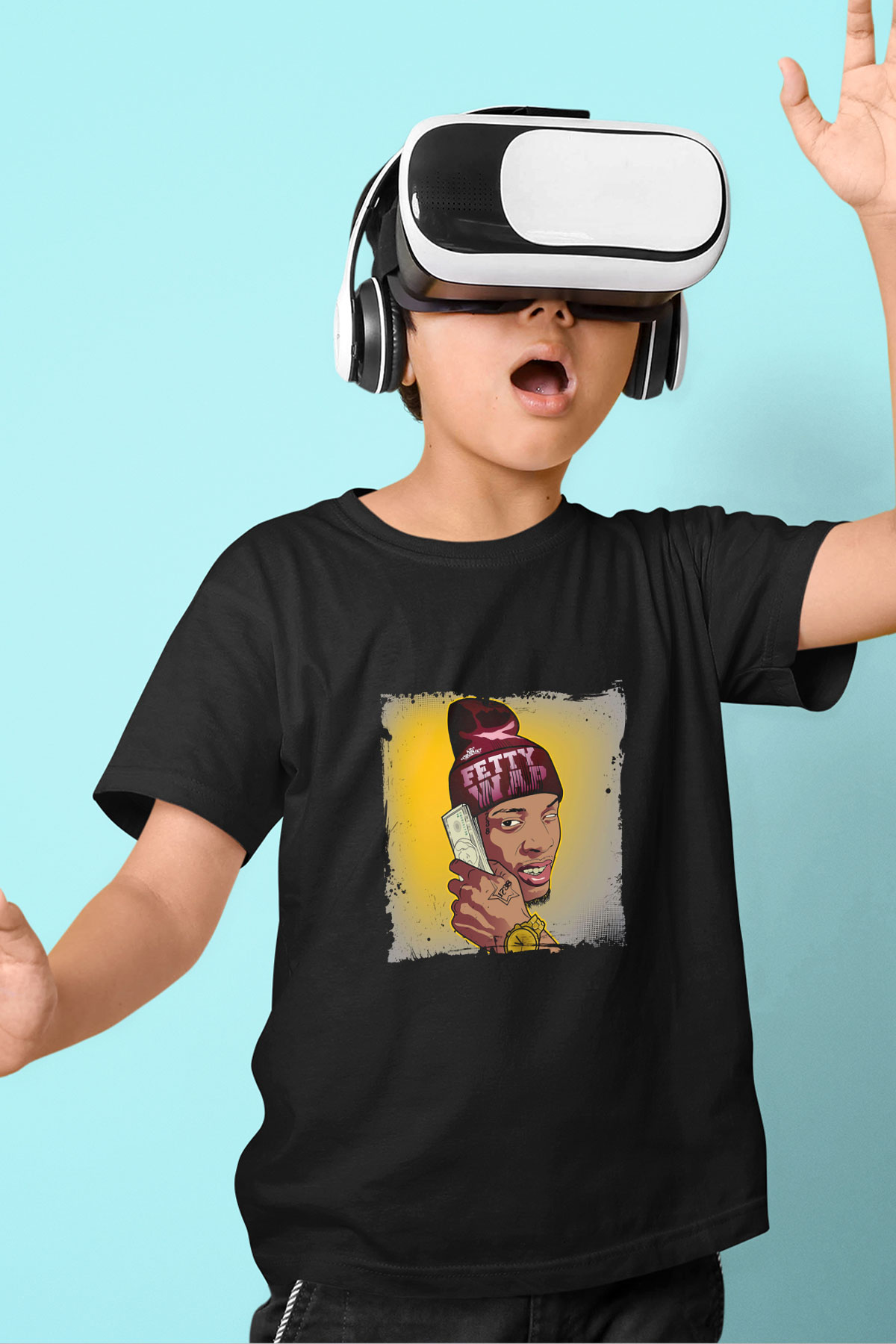 August Alsina Baskılı Unisex Siyah Çocuk Tişört