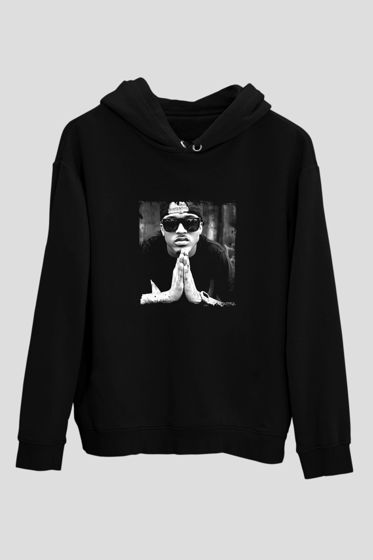 August Alsina Baskılı Unisex Siyah Hoodie