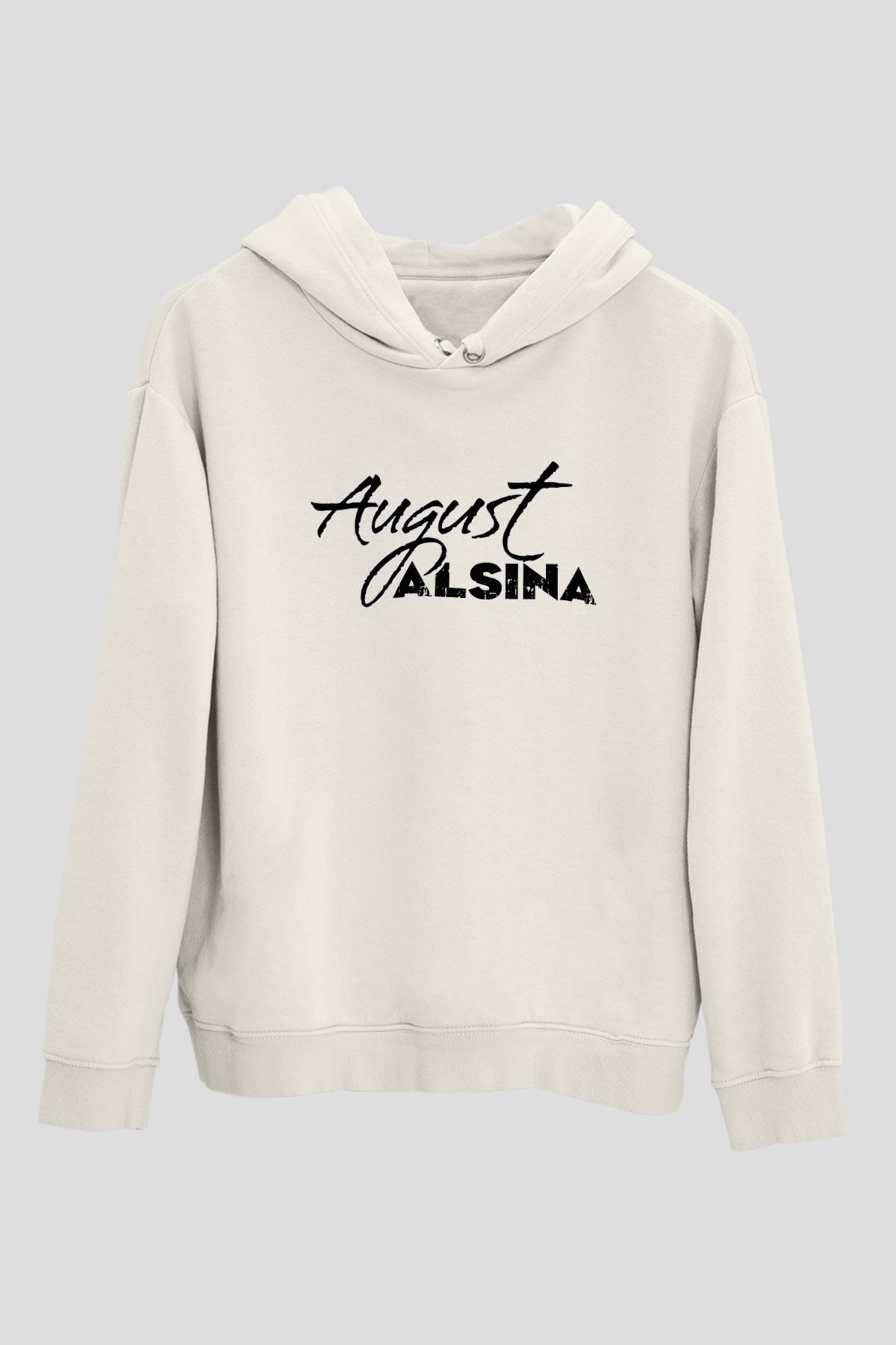 August Alsina Beyaz Unisex Kapüşonlu Sweatshirt