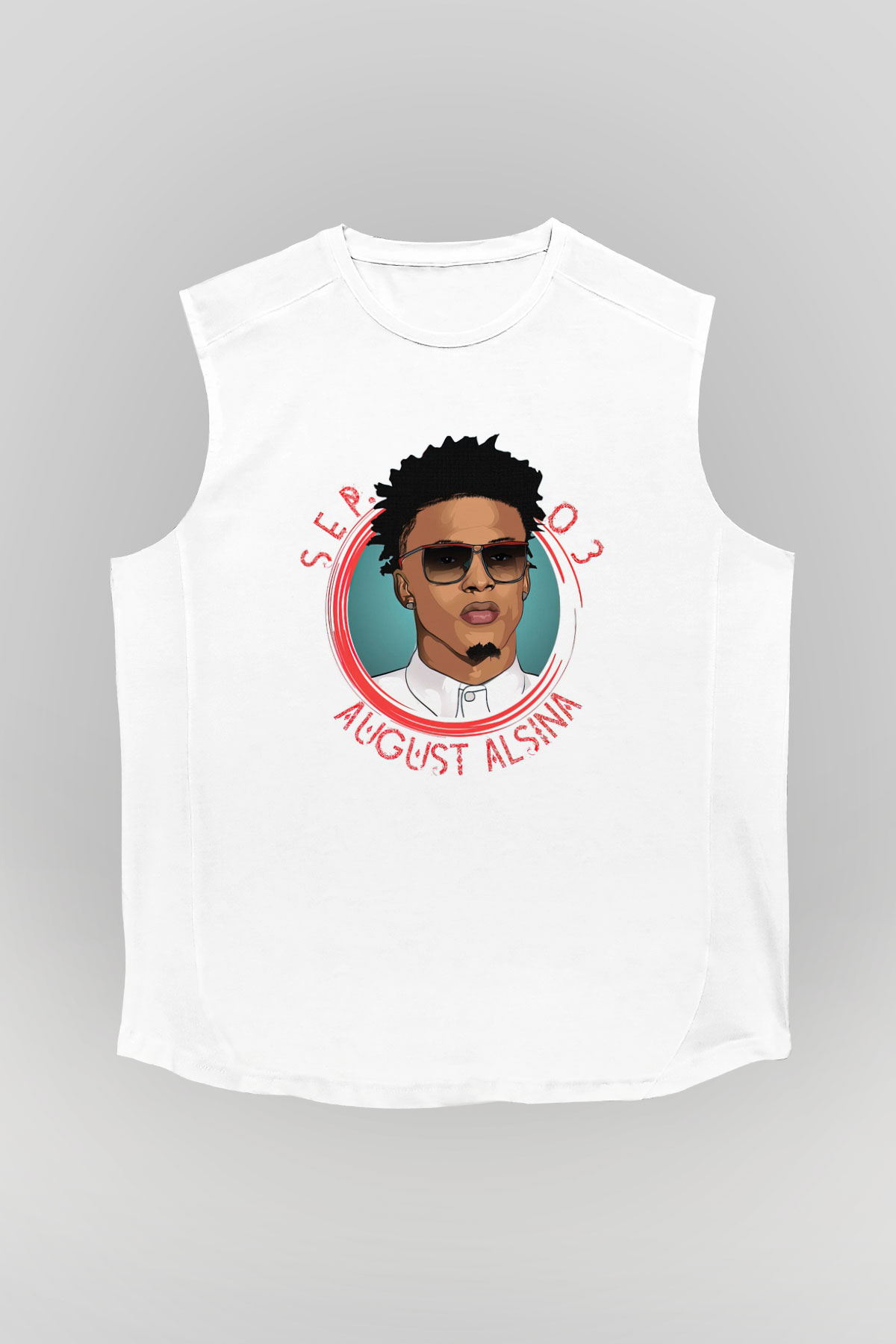 August Alsina Beyaz Unisex Kolsuz Tişört