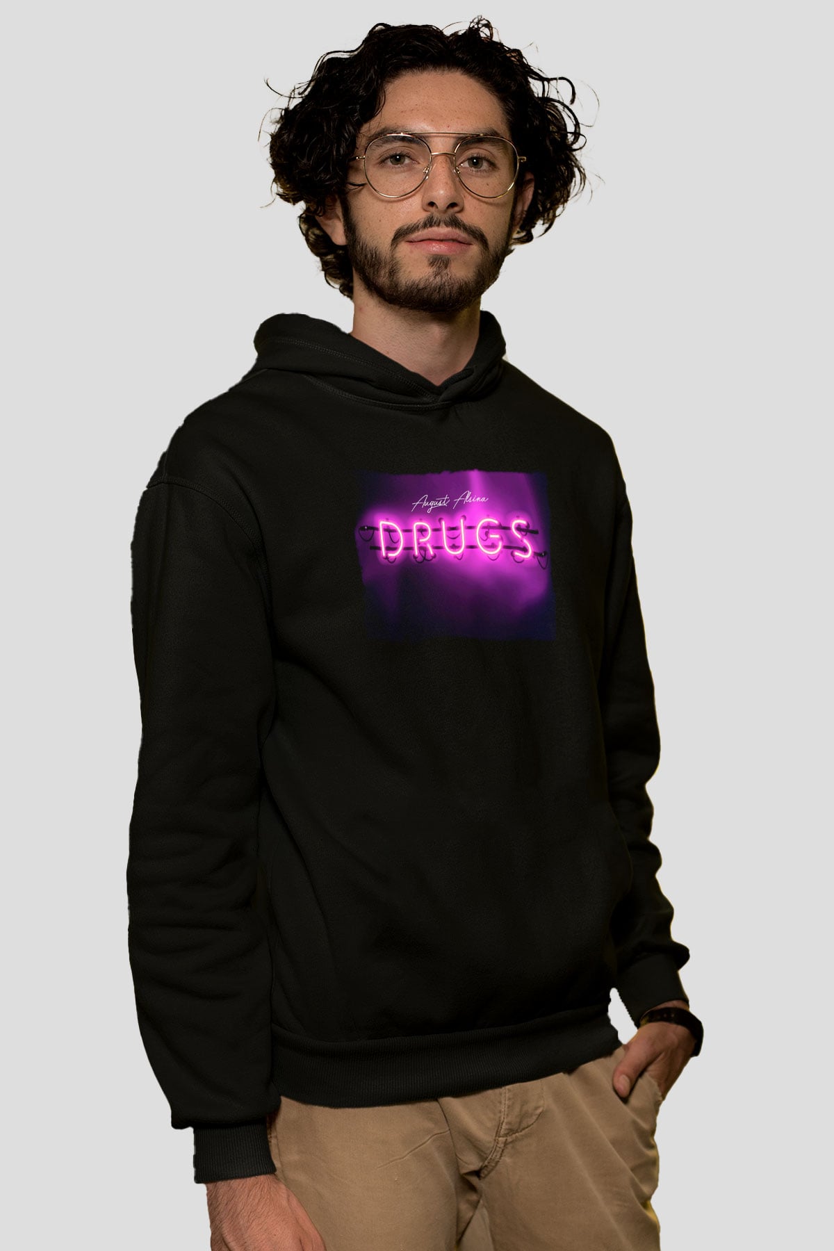 August Alsina Siyah Unisex Kapüşonlu Sweatshirt