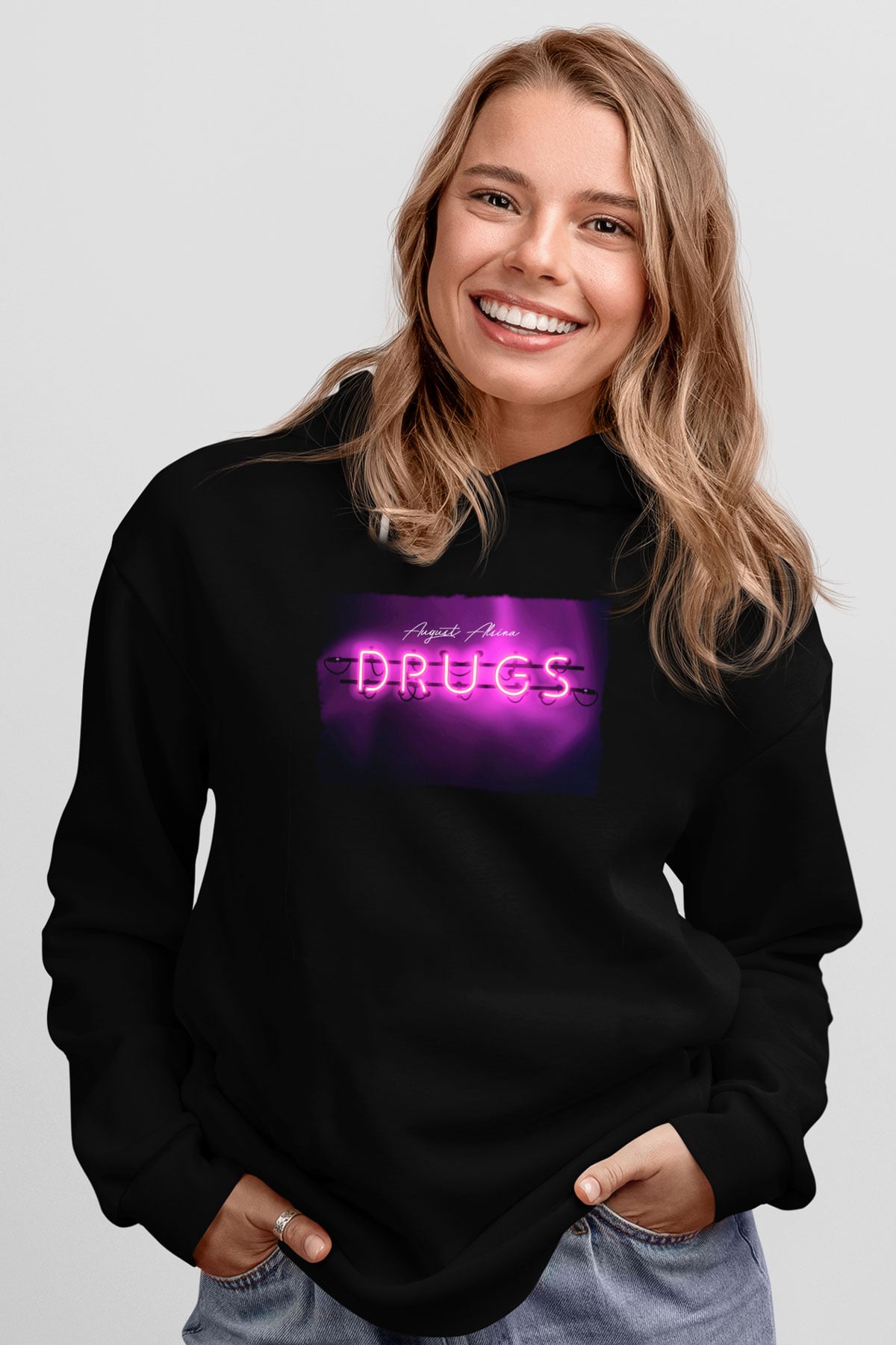 August Alsina Siyah Unisex Kapüşonlu Sweatshirt