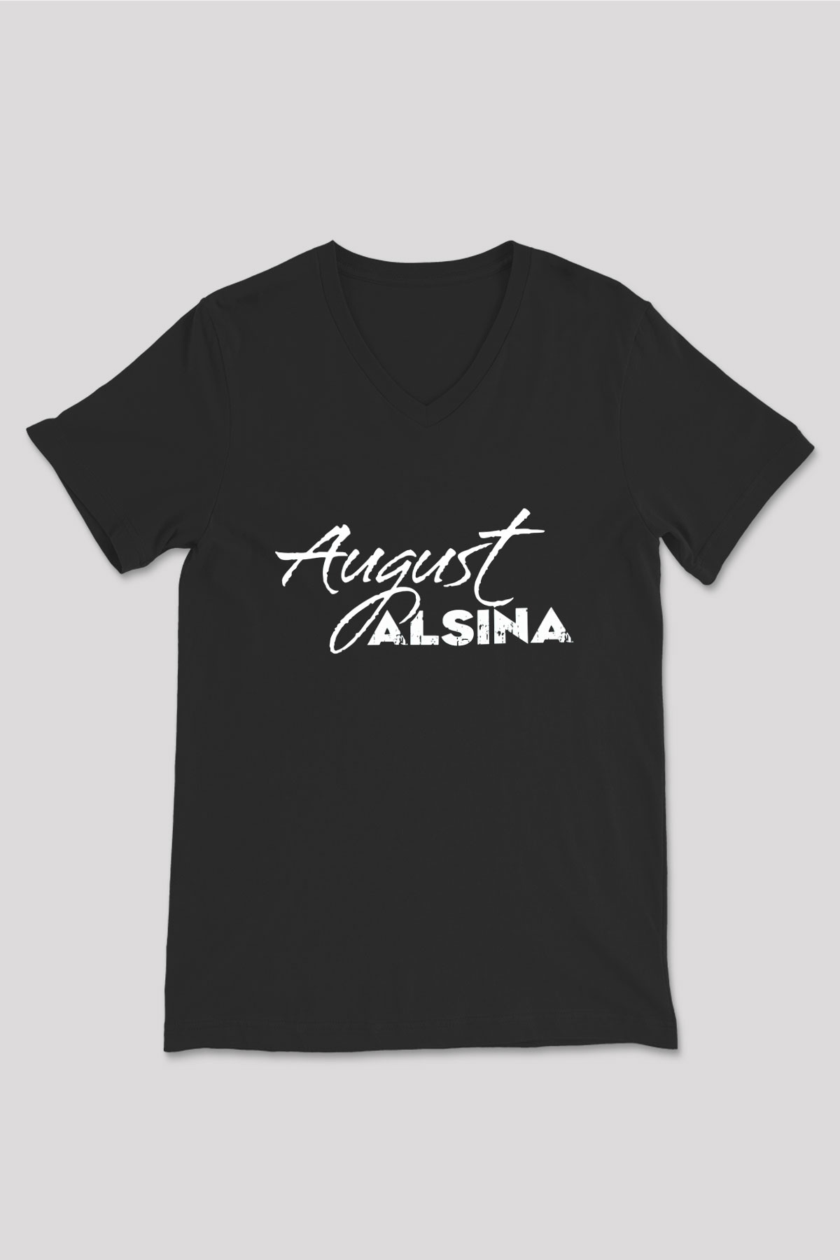 August Alsina Siyah Unisex V Yaka Tişört