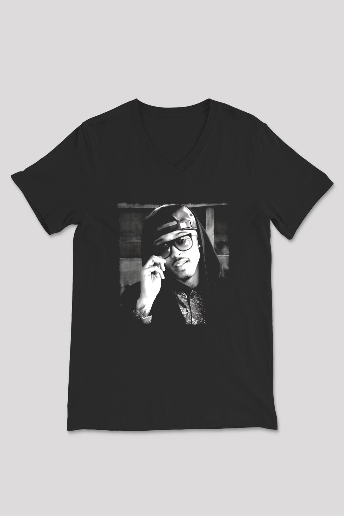 August Alsina Siyah Unisex V Yaka Tişört