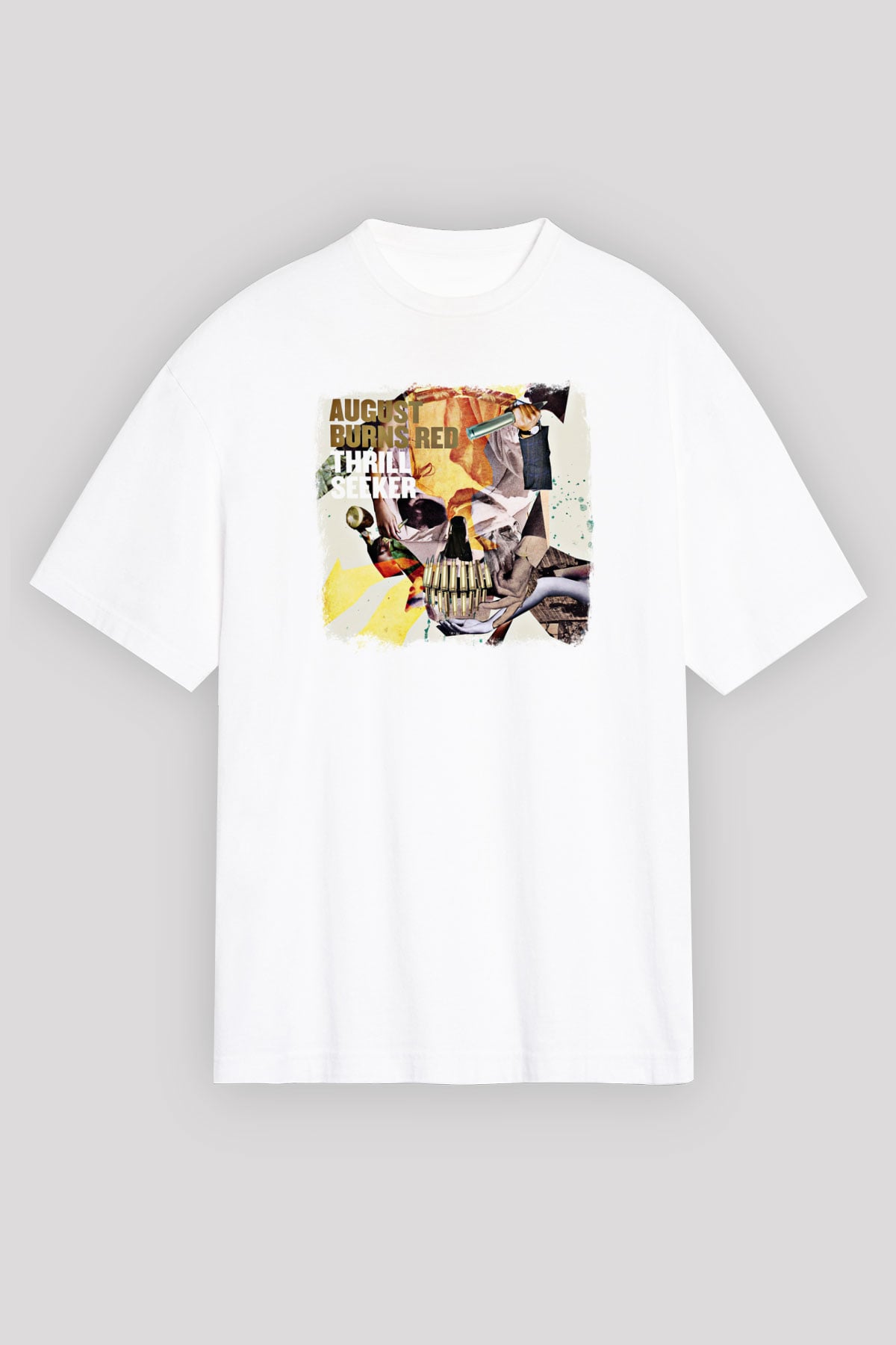 August Burns Red Baskılı Unisex Beyaz Oversize Tişört