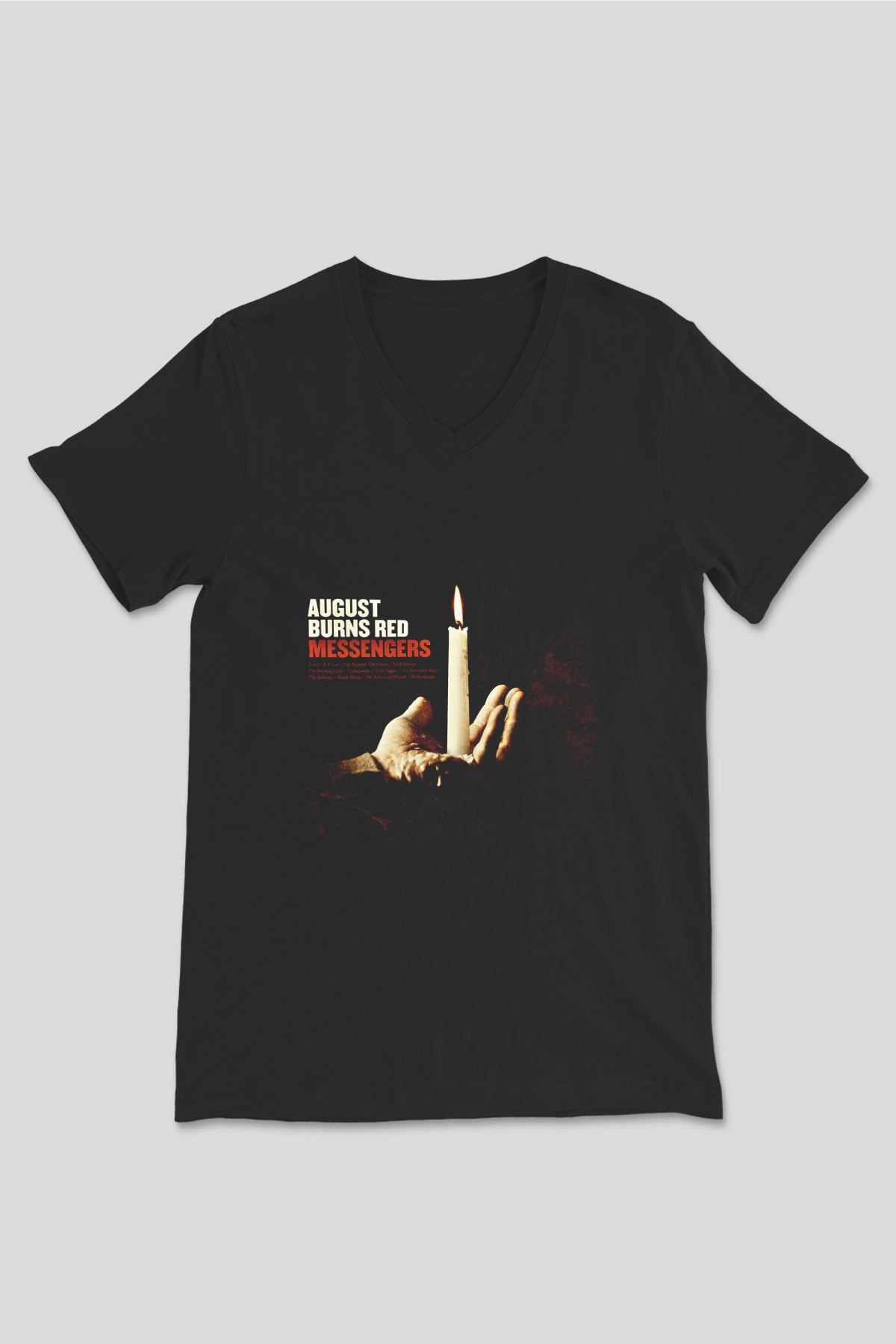 August Burns Red Baskılı Unisex Siyah V Yaka Tişört